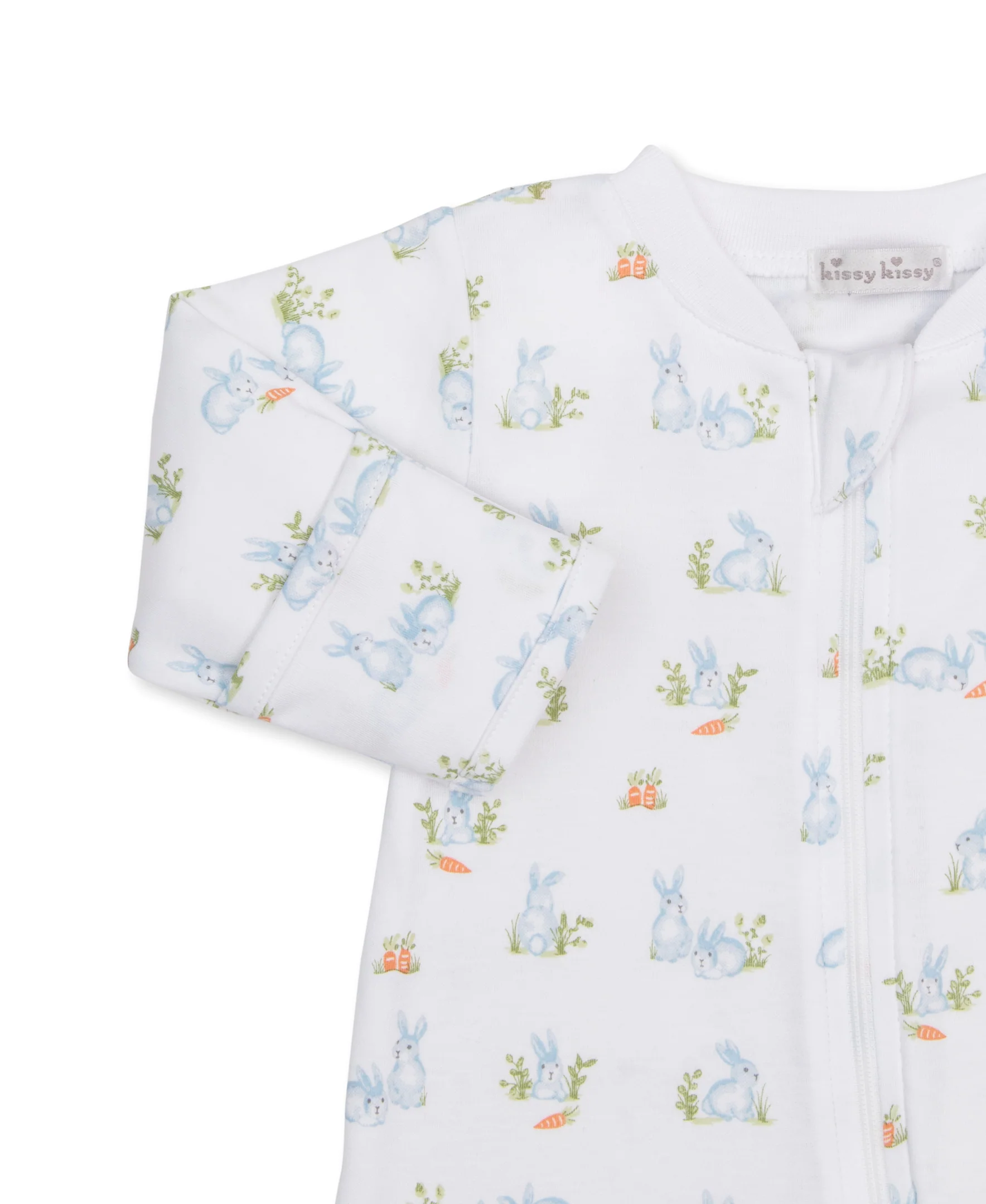 Baby Bunny Patch Blue Zip Footie & Hat Set - Image 2