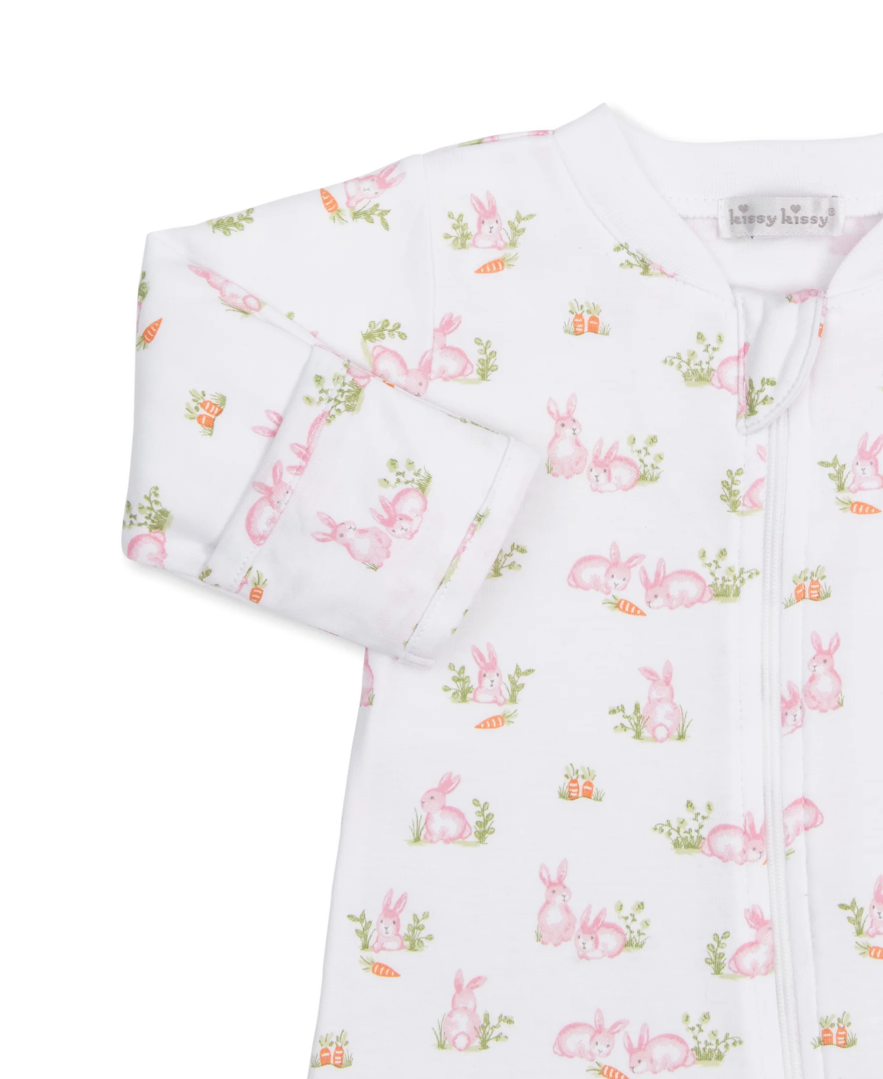 Baby Bunny Patch Pink Zip Footie & Hat Set - Image 2
