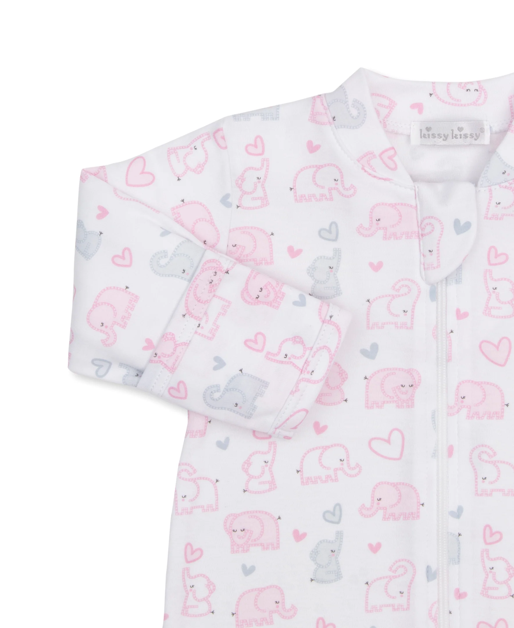 Baby Elephant Hearts Zip Footie & Hat Set - Image 2