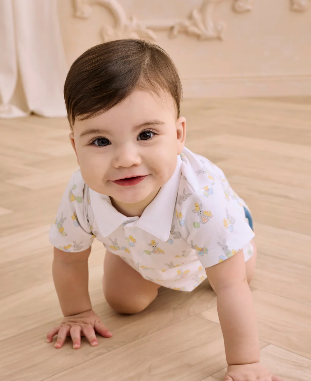 Baby's First Easter Short Playsuit w/ Collar - Image 2