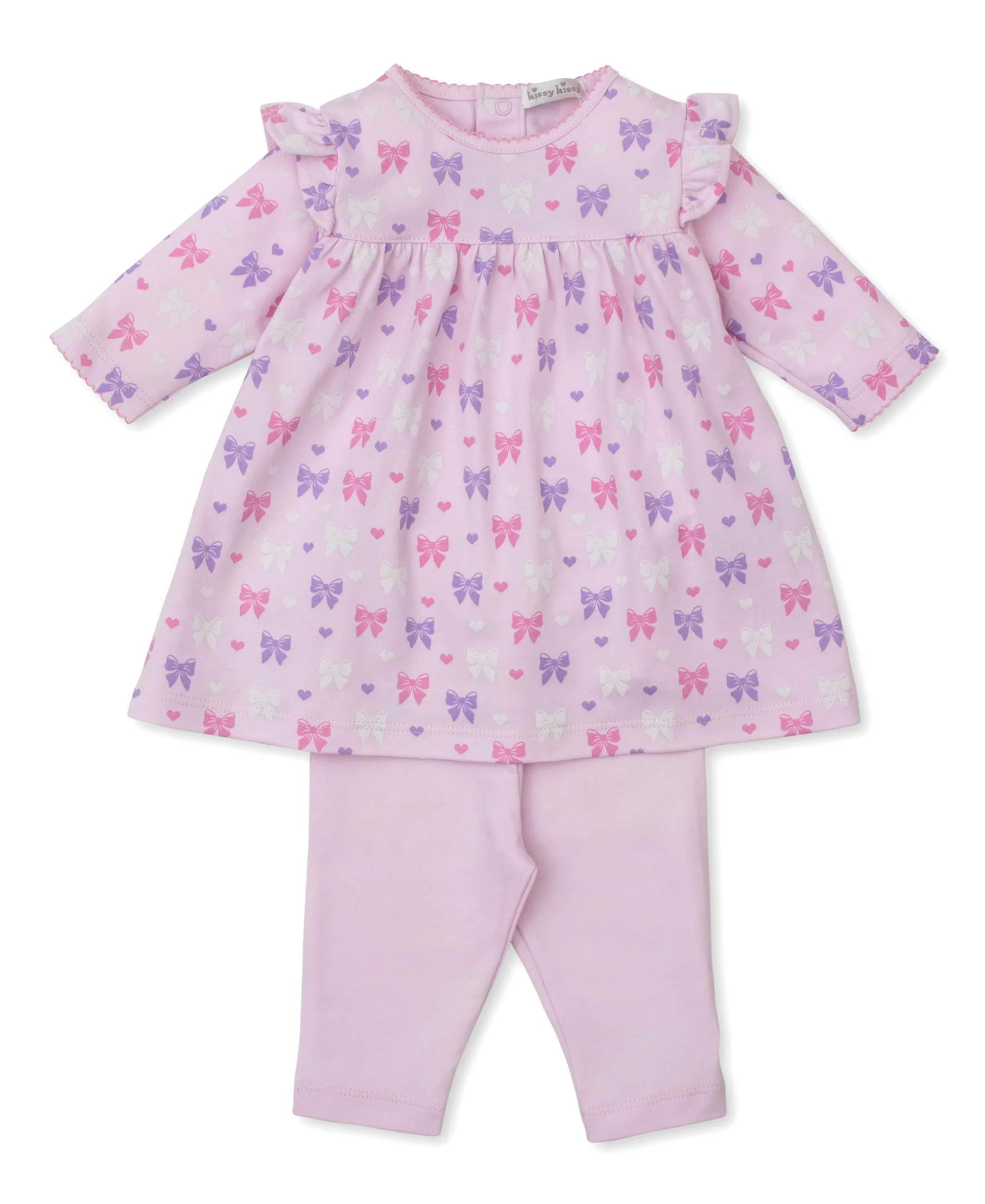 Billowy Bows Pink Legging Dress Set