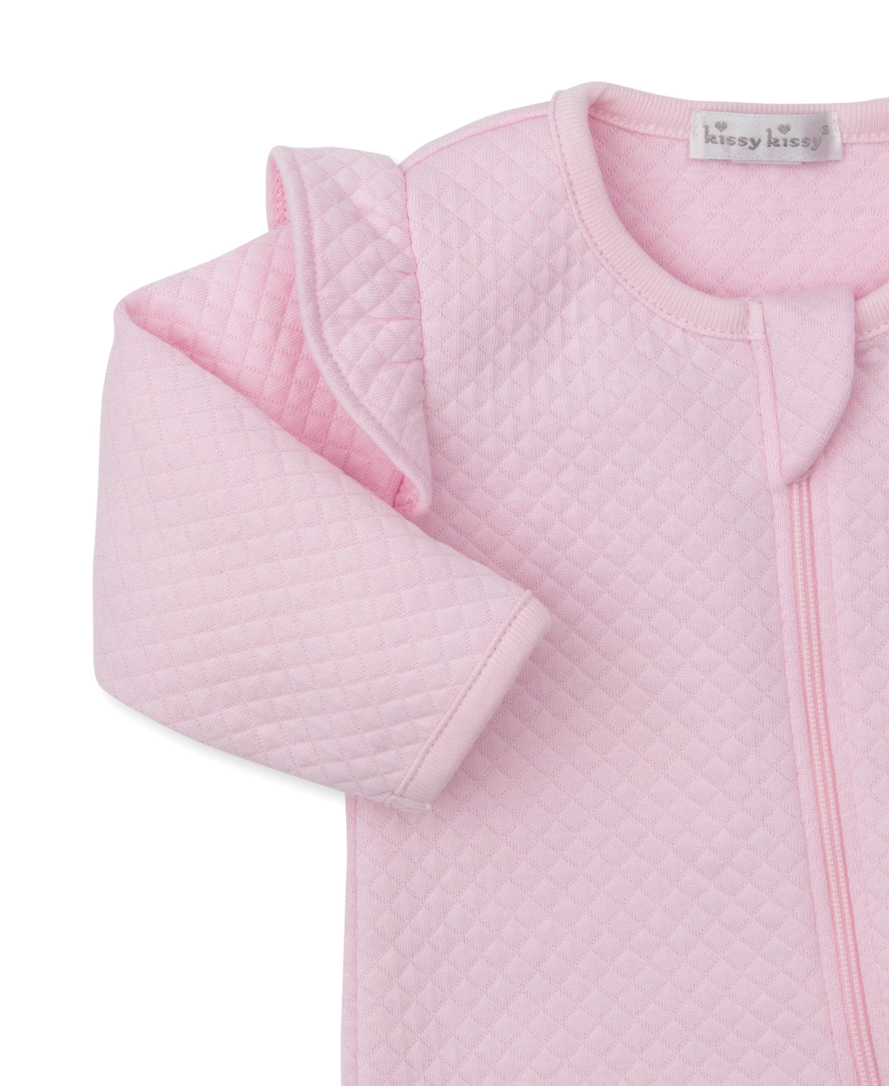 Billowy Bows Pink Jacquard Zip Footie - Image 2