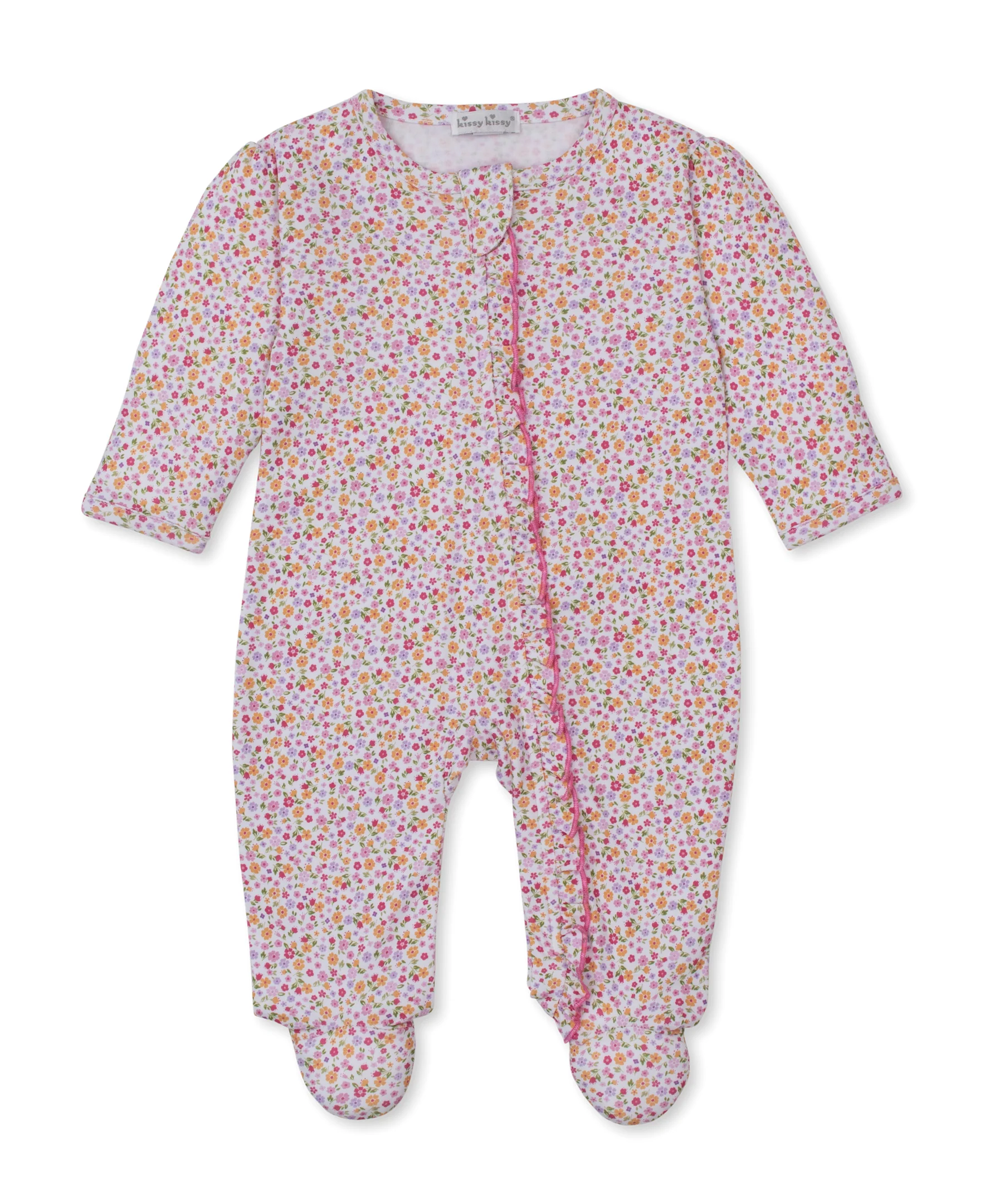 Blossoming Bows Floral Zip Footie
