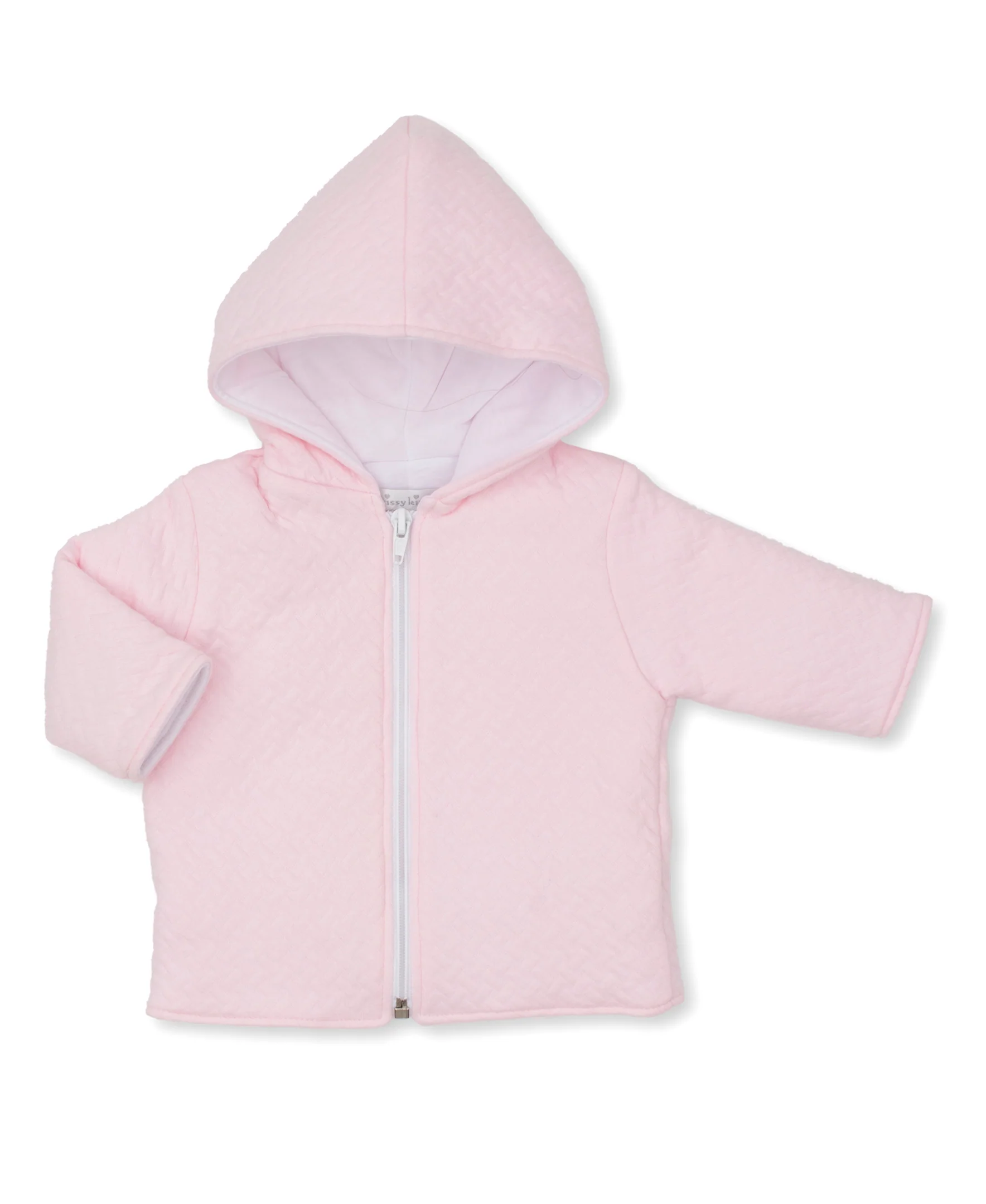 Classic Jacquards Pink Padded Zip Jacket - Image 2