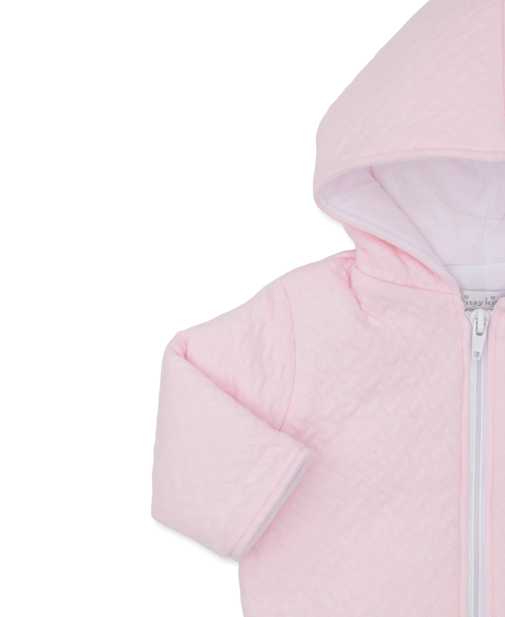 Classic Jacquards Pink Padded Zip Jacket - Image 3