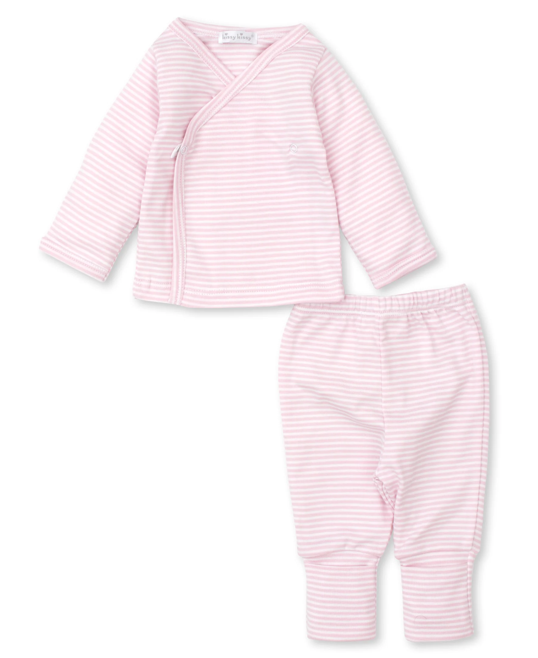 Classic Rib Pink Stripe Footed Pant Set - Image 2