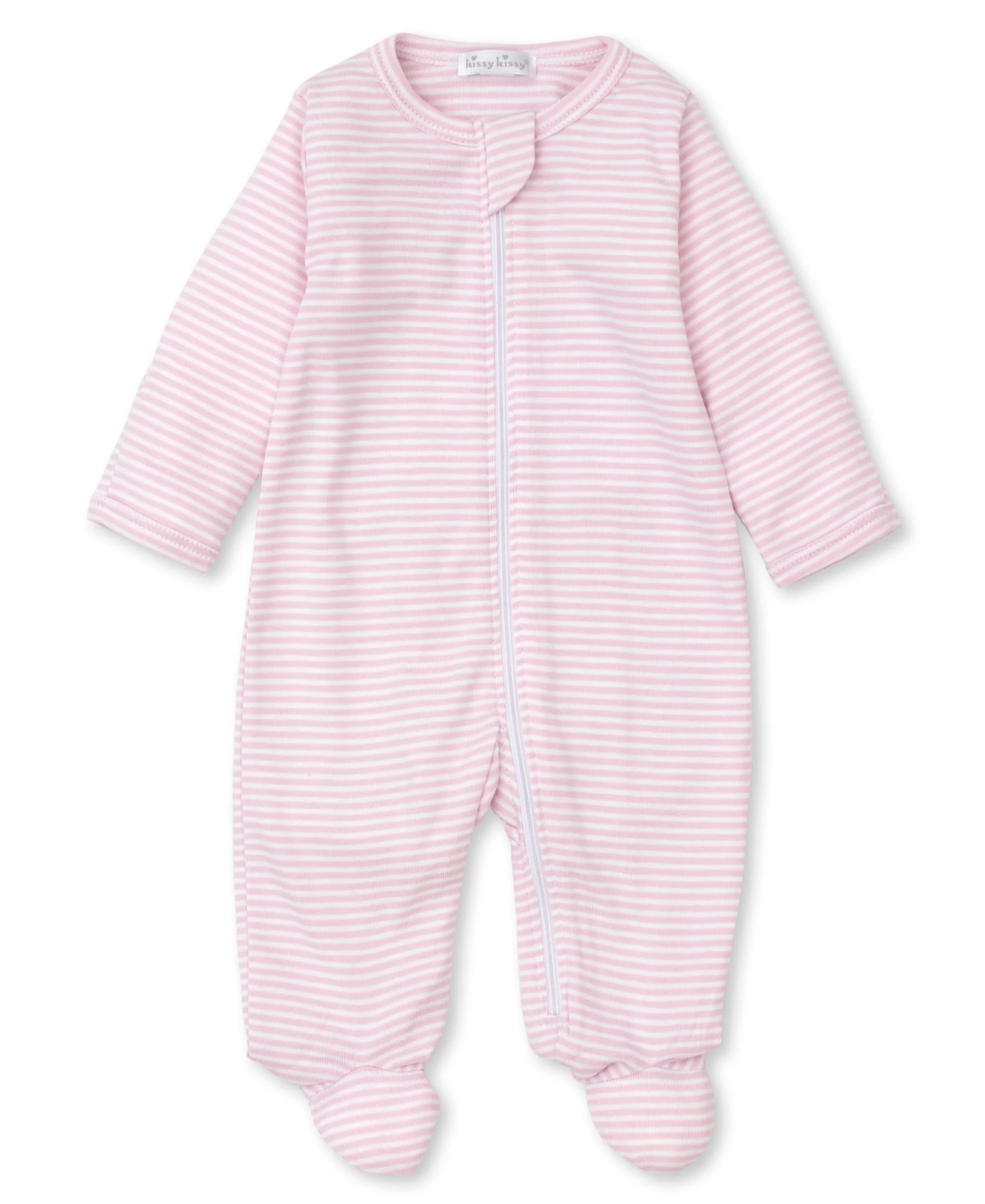 Classic Rib Pink Stripe Zip Footie