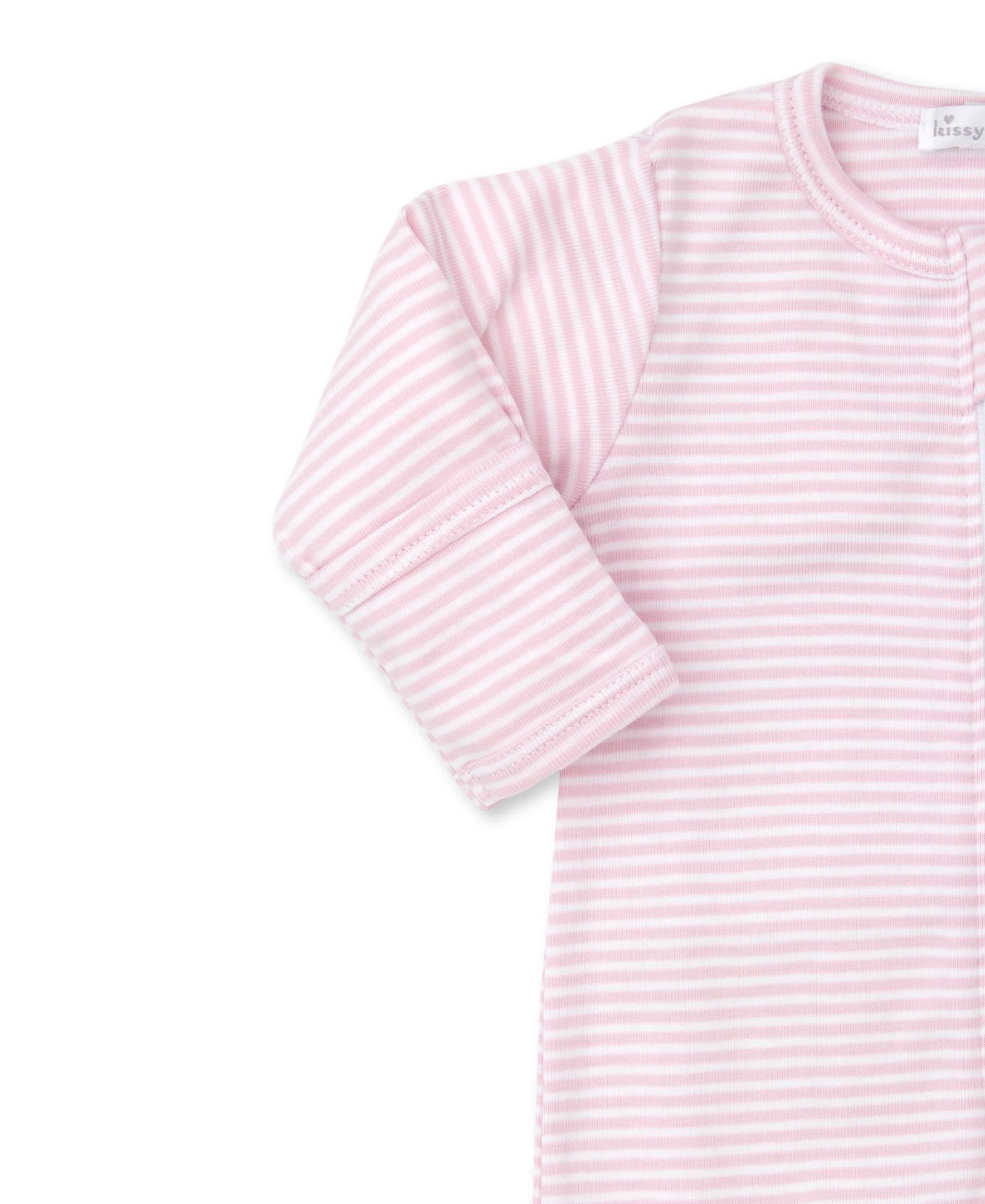 Classic Rib Pink Stripe Zip Footie - Image 2