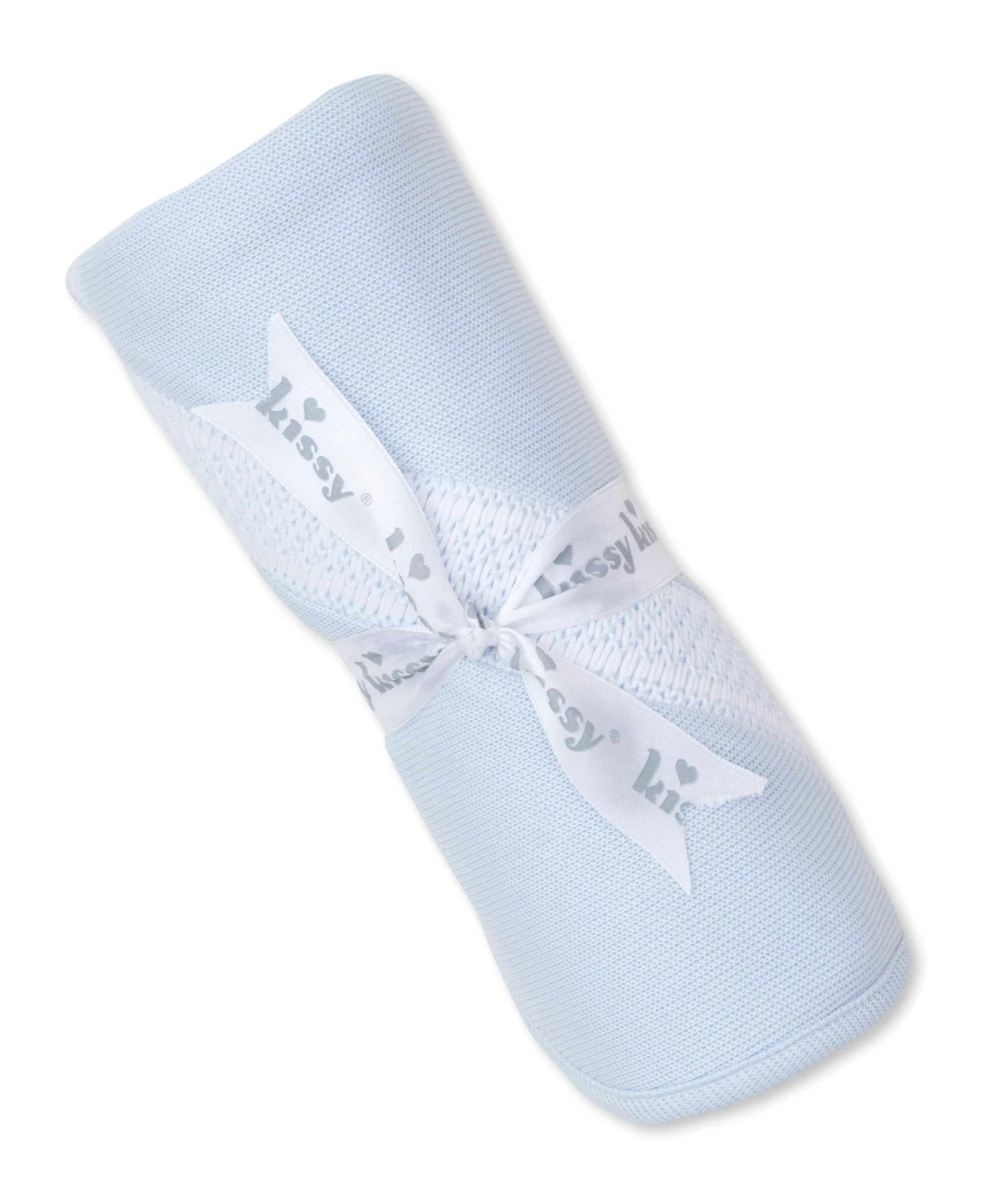 CLB Punto Ingles Blue Hand Smocked Blanket - Image 2