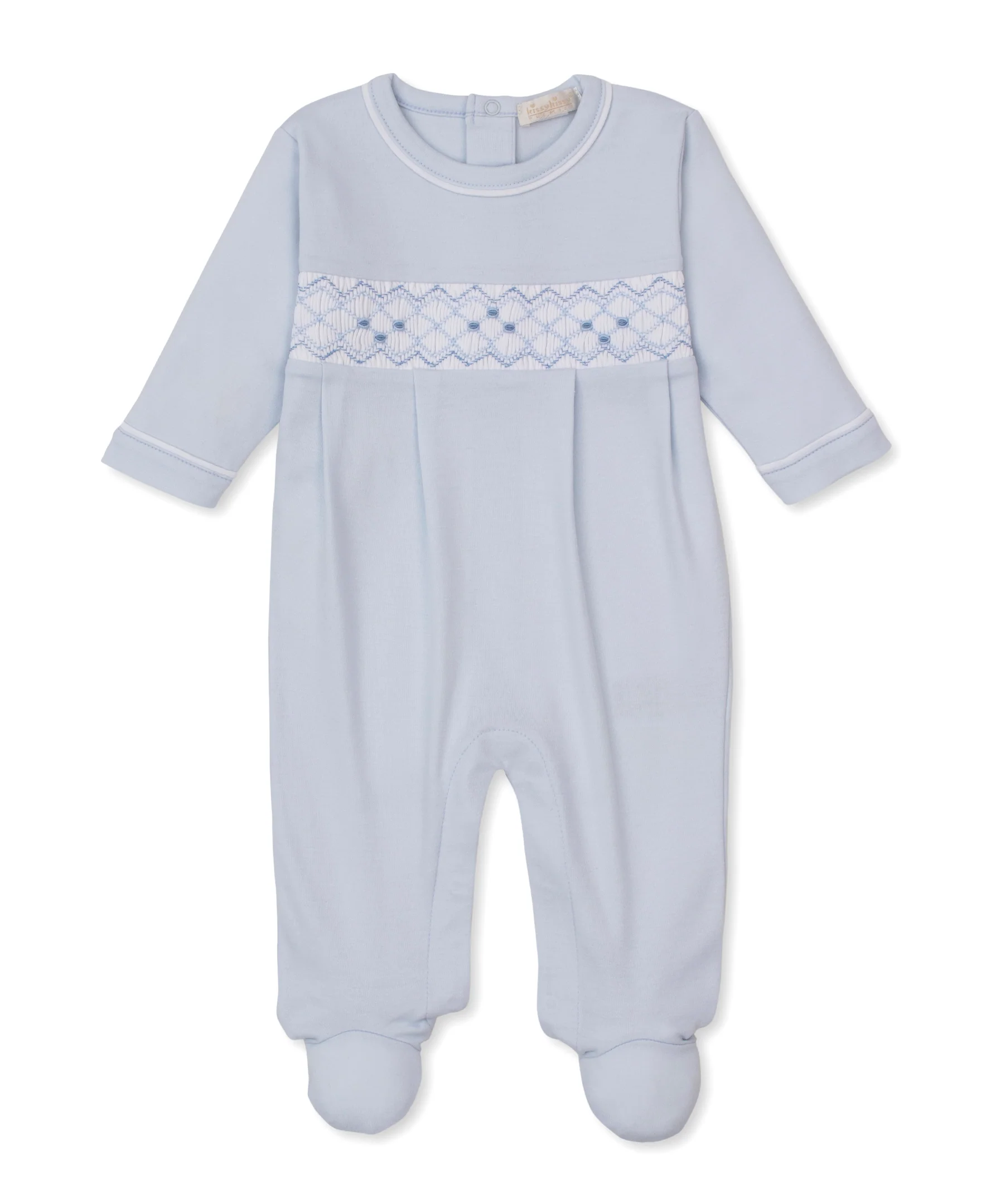 CLB Summer 26 Blue Hand Smocked Footie - Image 3