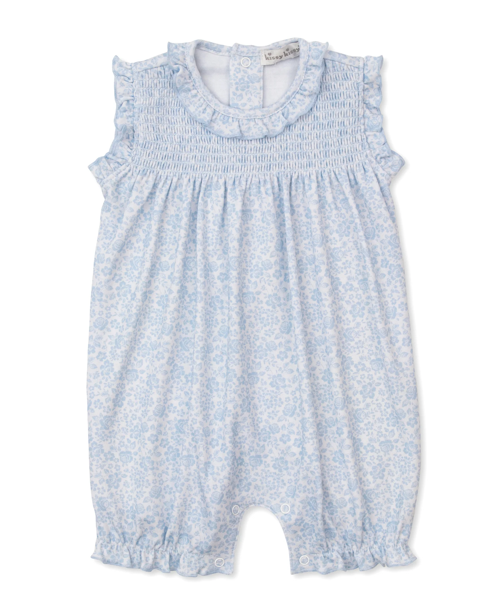 Country Gardens Blue Short Smocked Playsuit - Image 2