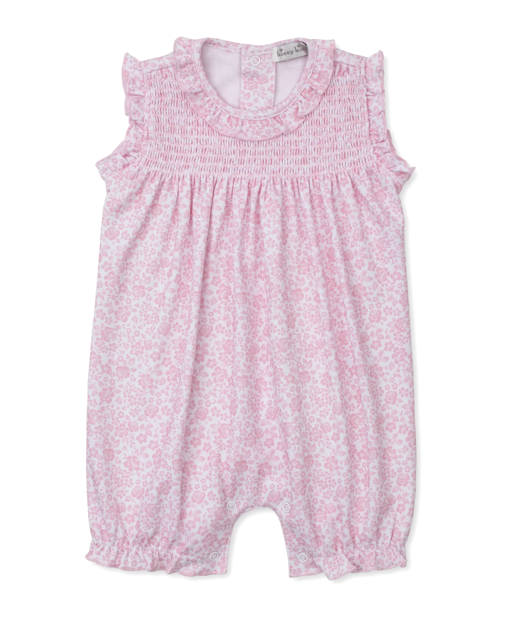 Country Gardens Pink Short Smocked Playsuit - Image 2