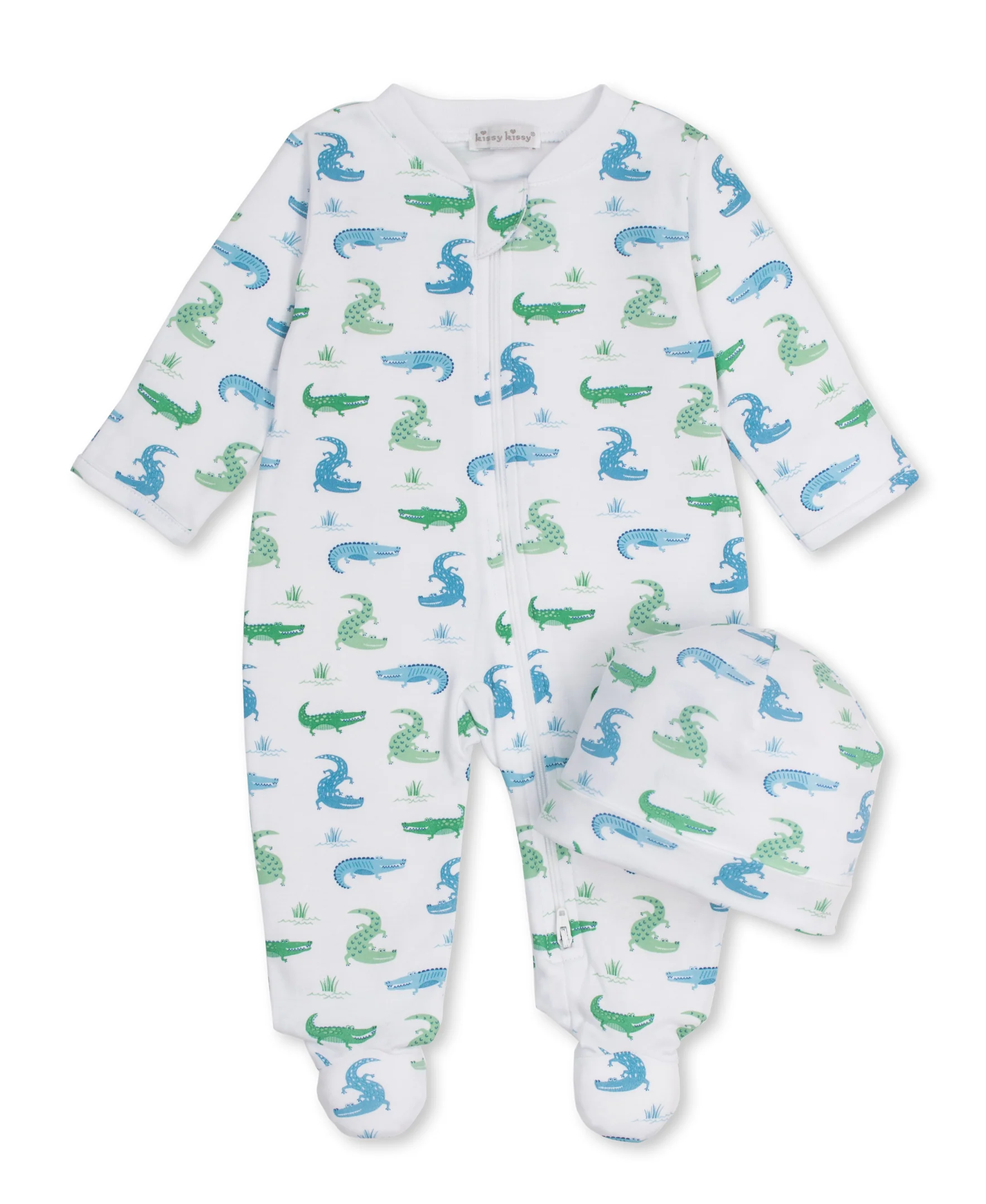 Cruising Crocodiles Zip Footie & Hat Set