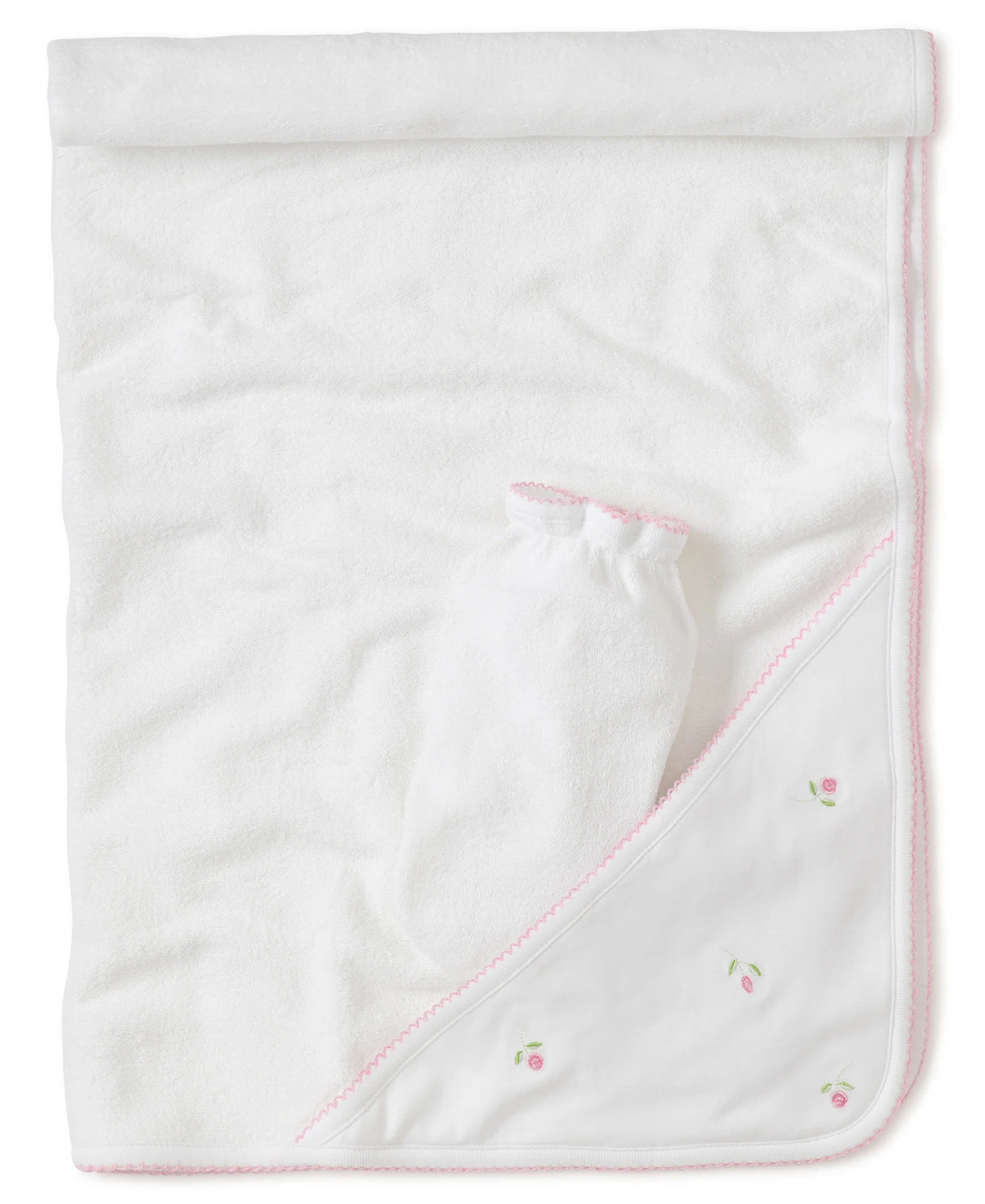Garden Roses Hooded Towel with Mitt