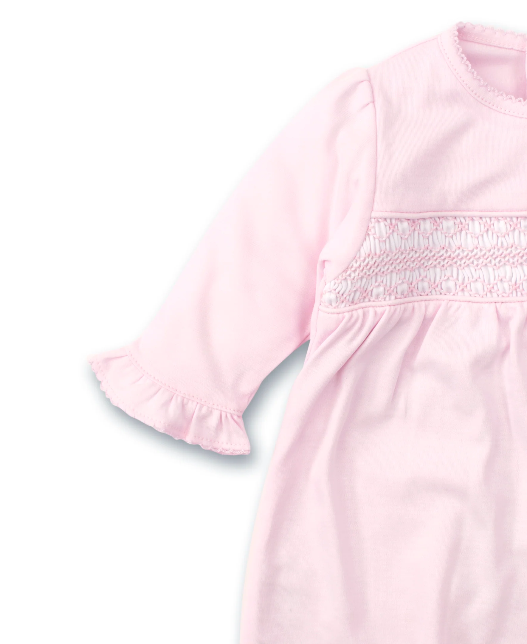 Hand Smocked CLB Charmed Pink Sack Gown - Image 2