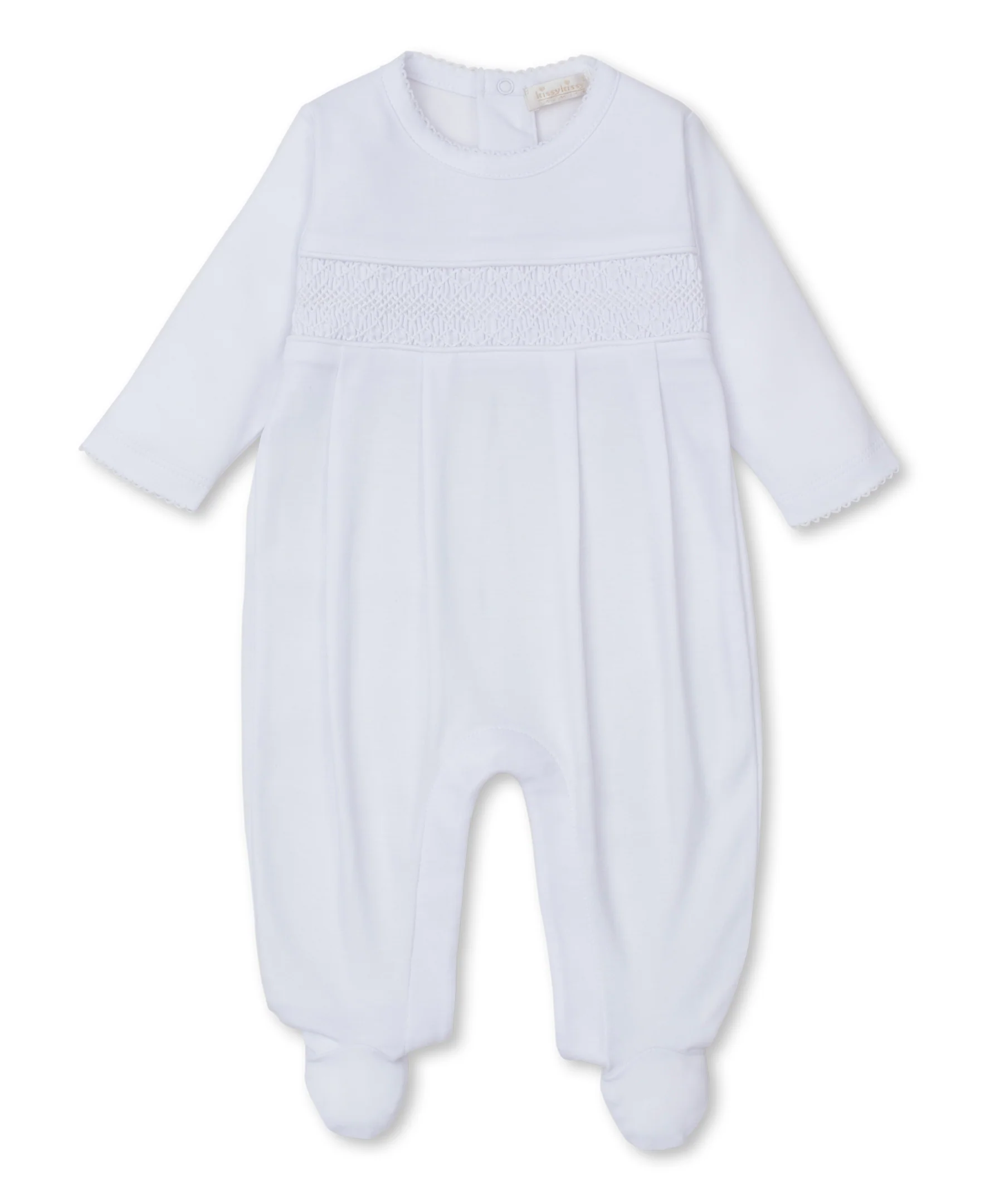Hand Smocked CLB Charmed White Footie