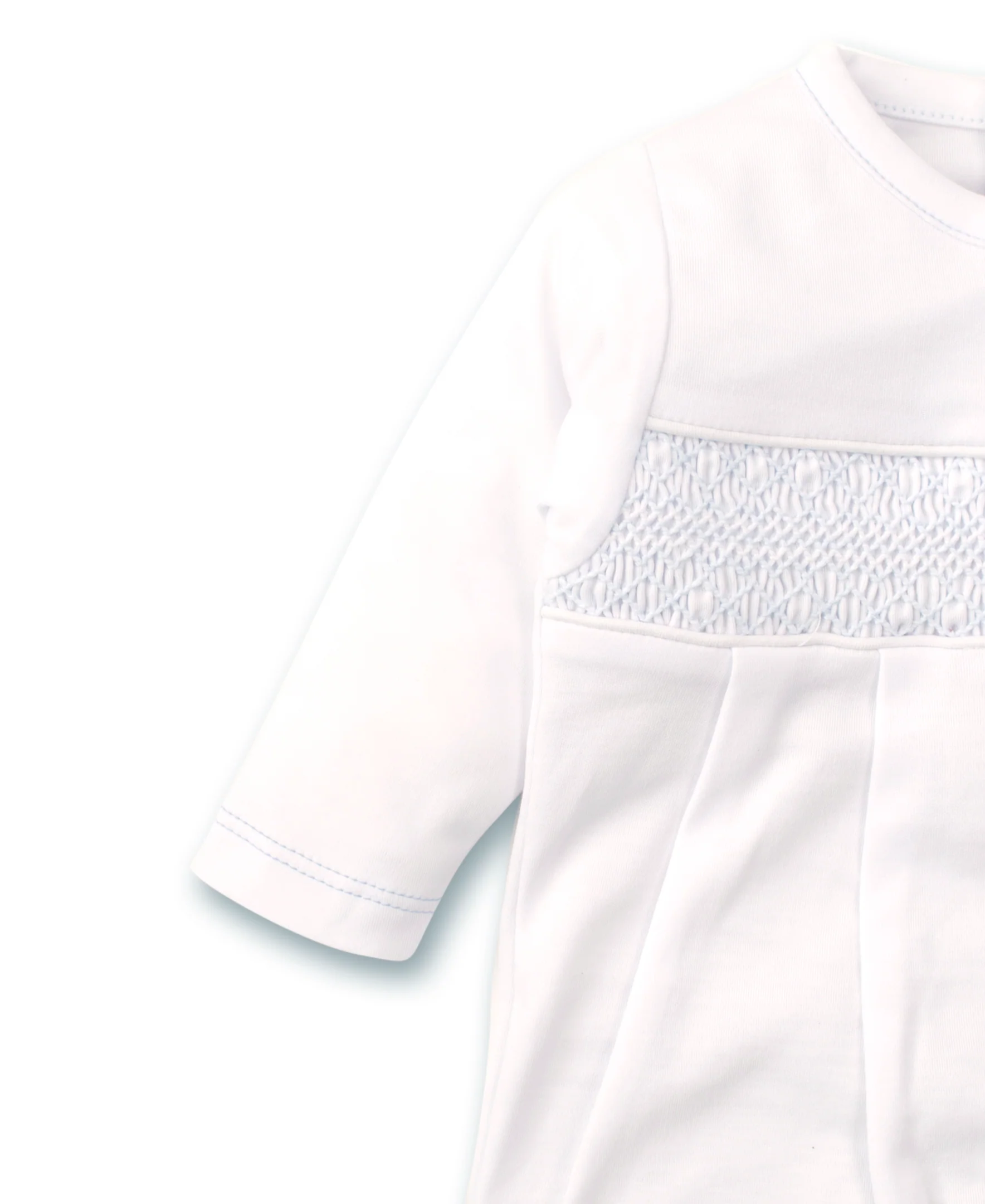 Hand Smocked CLB Charmed White Footie - Image 3