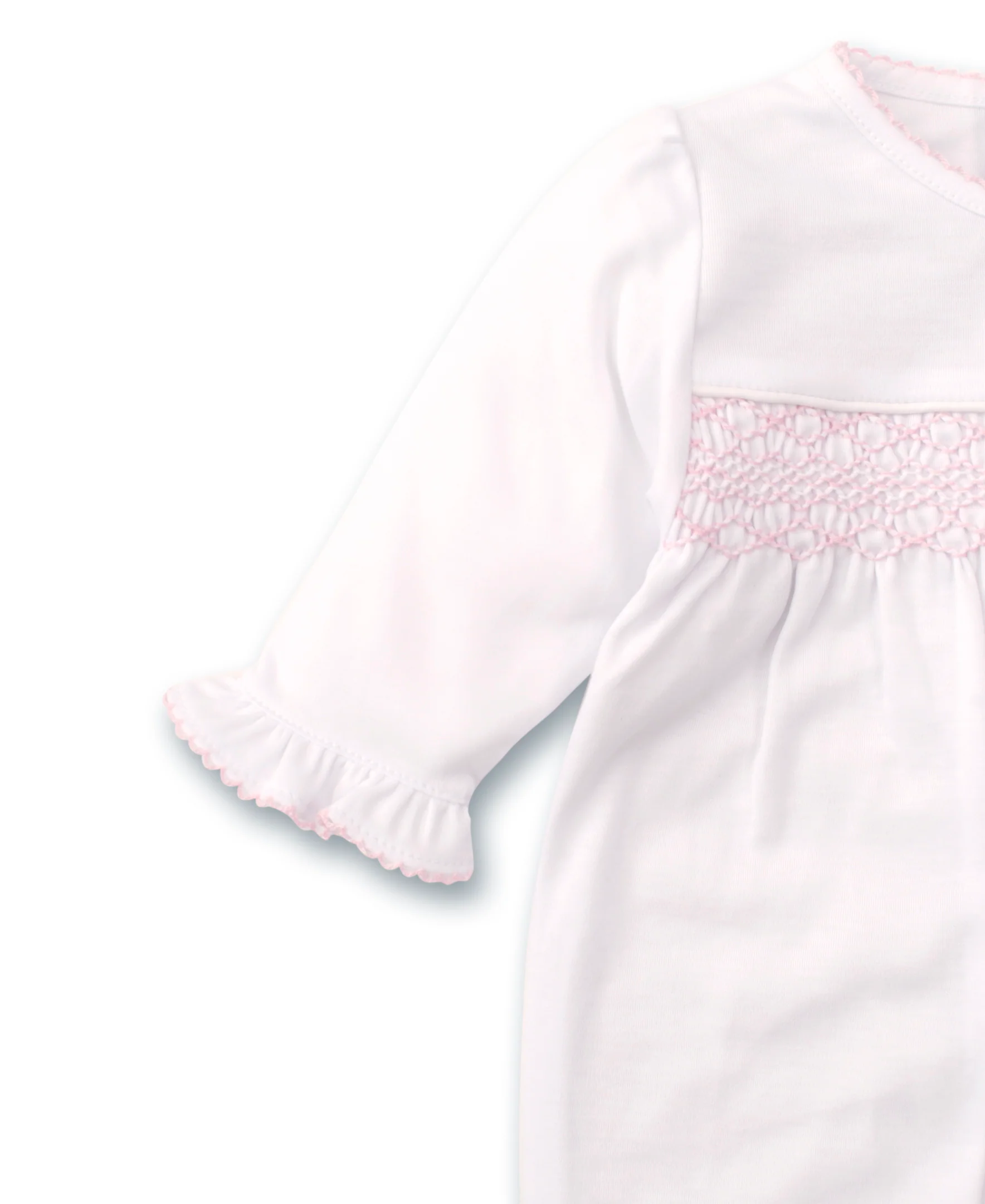 Hand Smocked CLB Charmed White/Pink Footie - Image 3