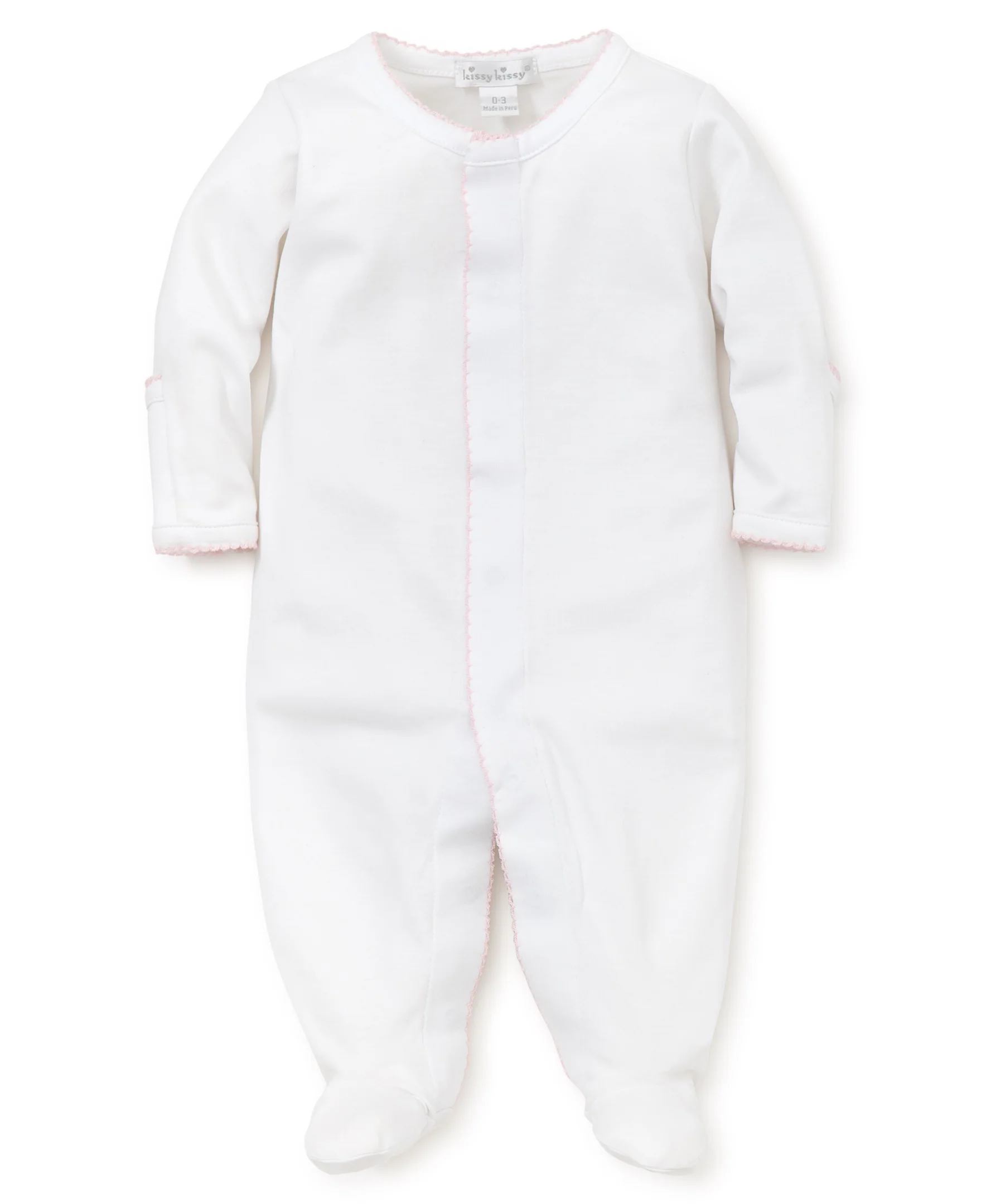 White/Pink Kissy Basics Footie NEW