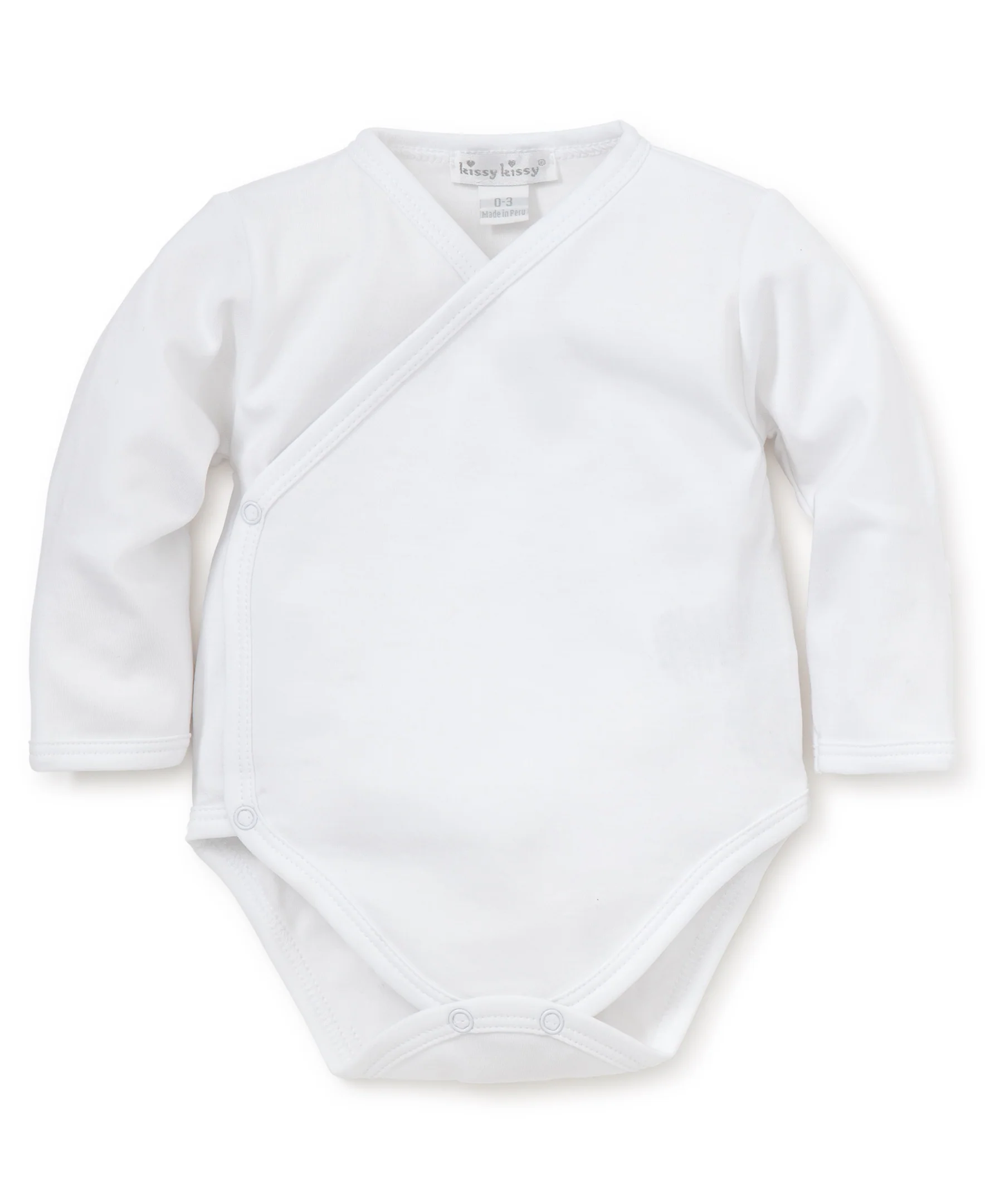White Kissy Basics Long Sleeve Cross Bodysuit