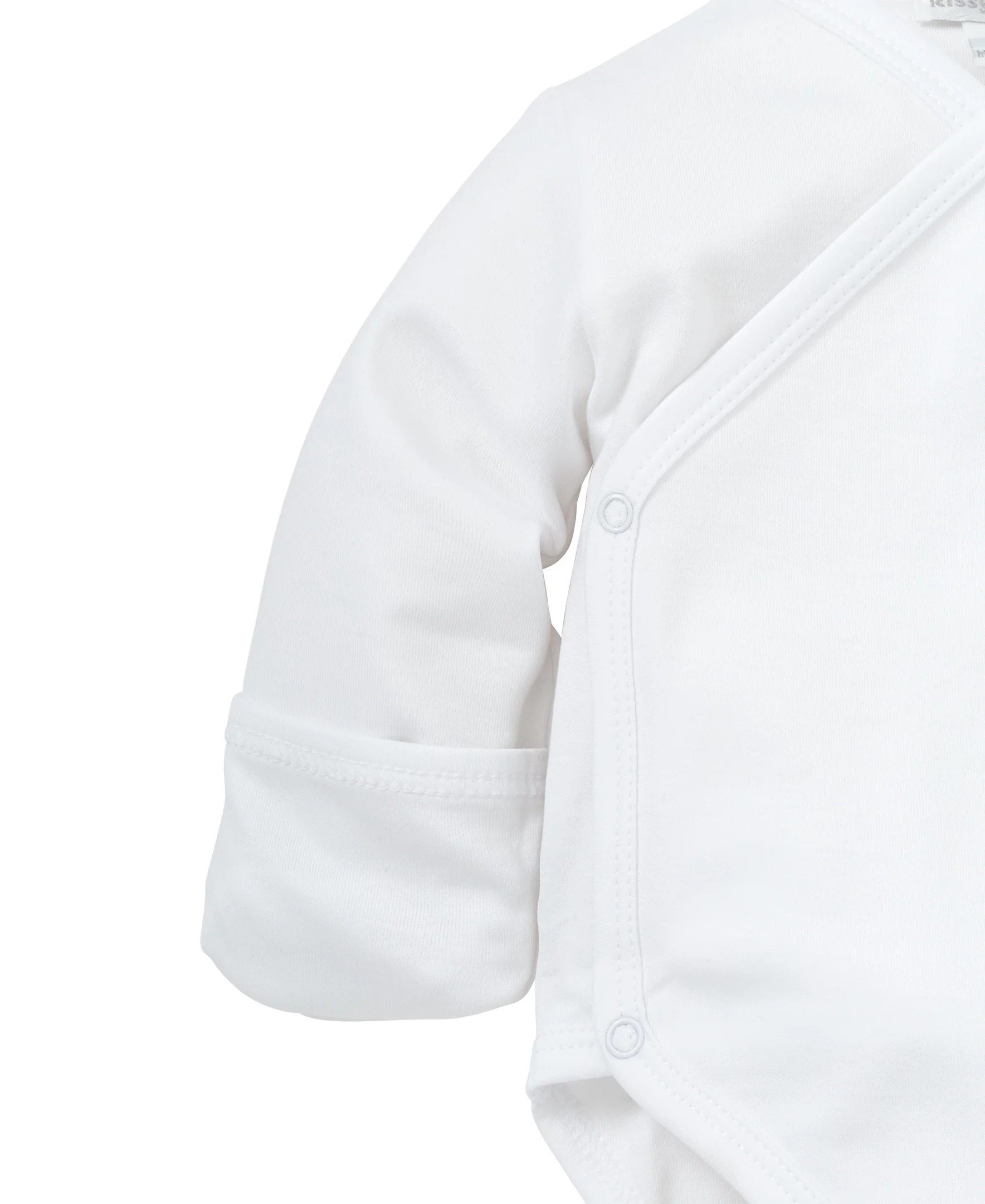 White Kissy Basics Long Sleeve Cross Bodysuit - Image 2