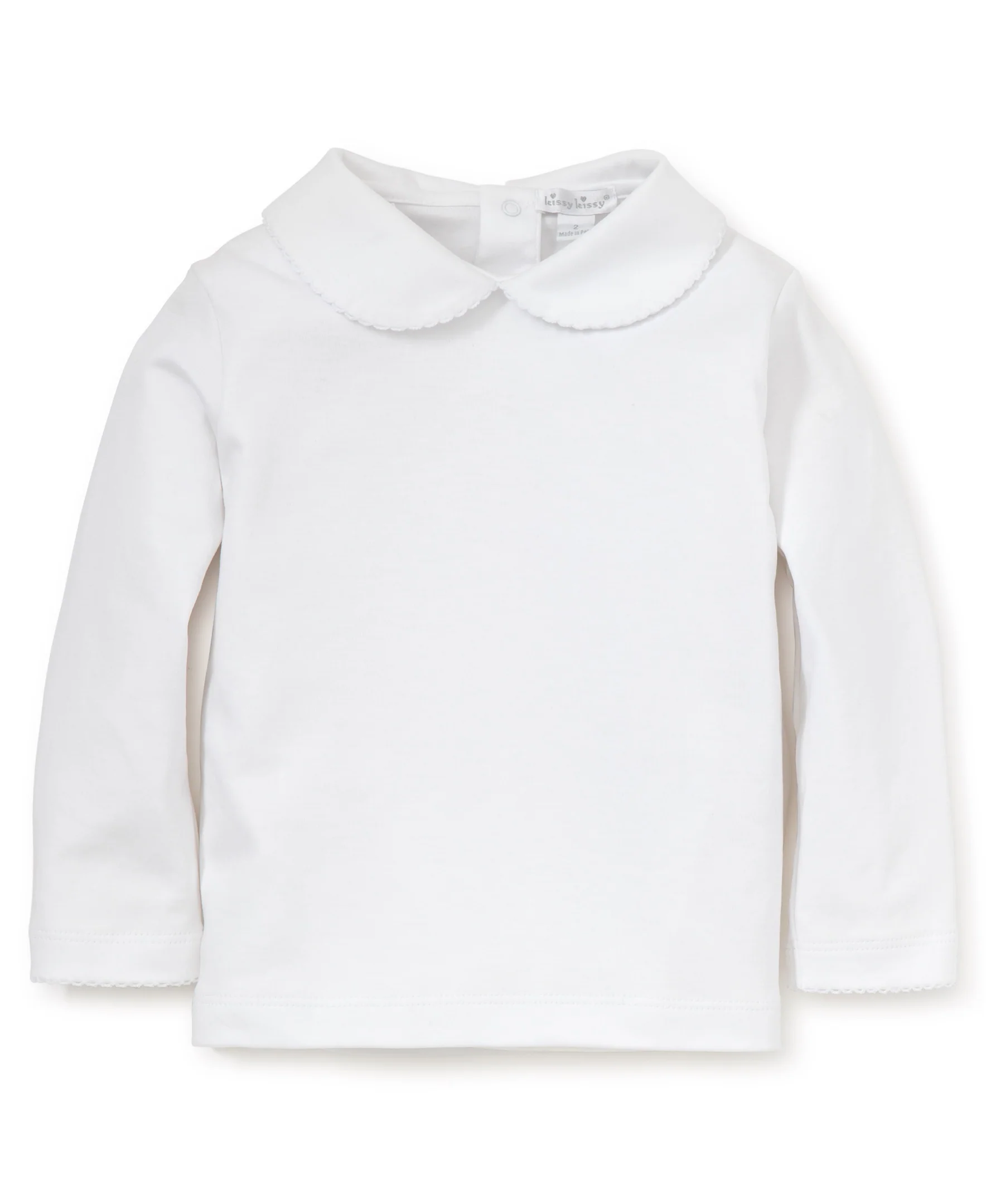 White Kissy Basics L/S Toddler Girls Collar Tee