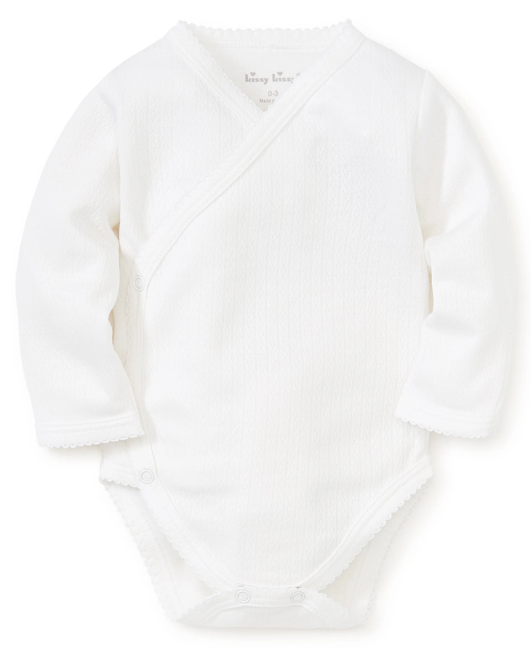 White Pointelle Long Sleeve Bodysuit