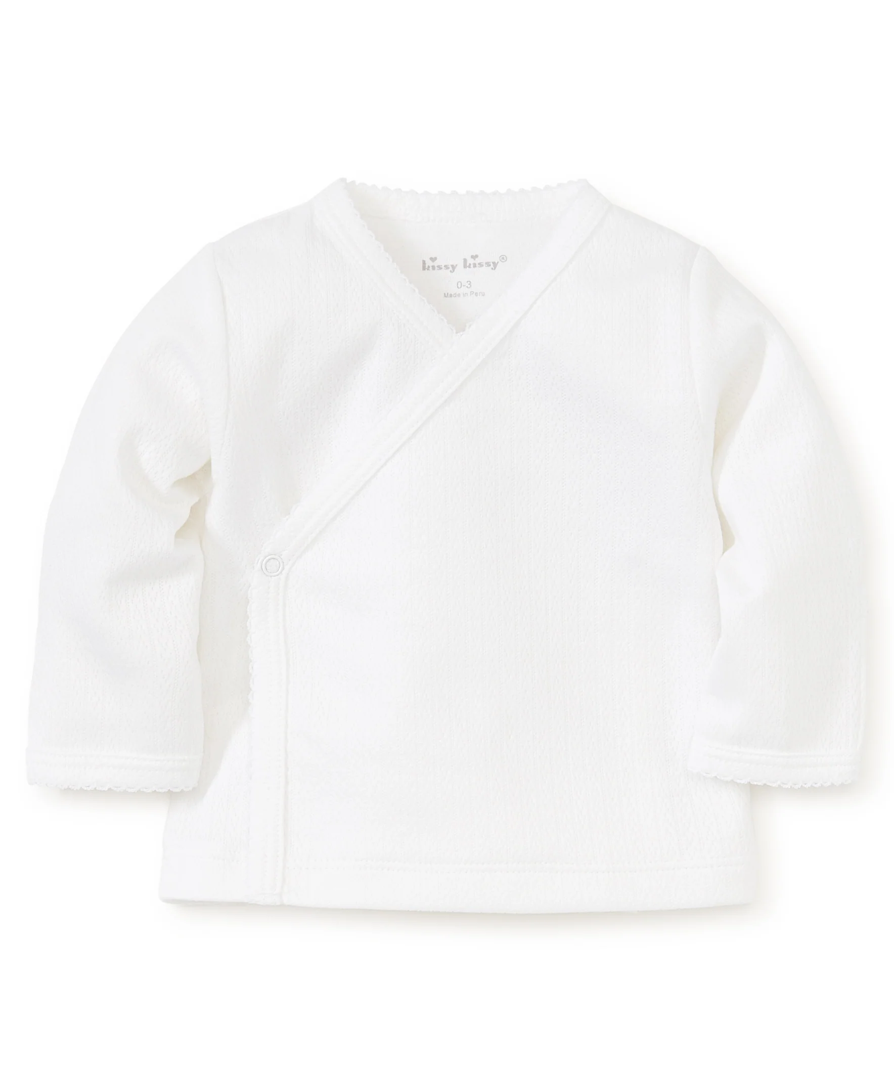 White Pointelle Long Sleeve Cross Tee