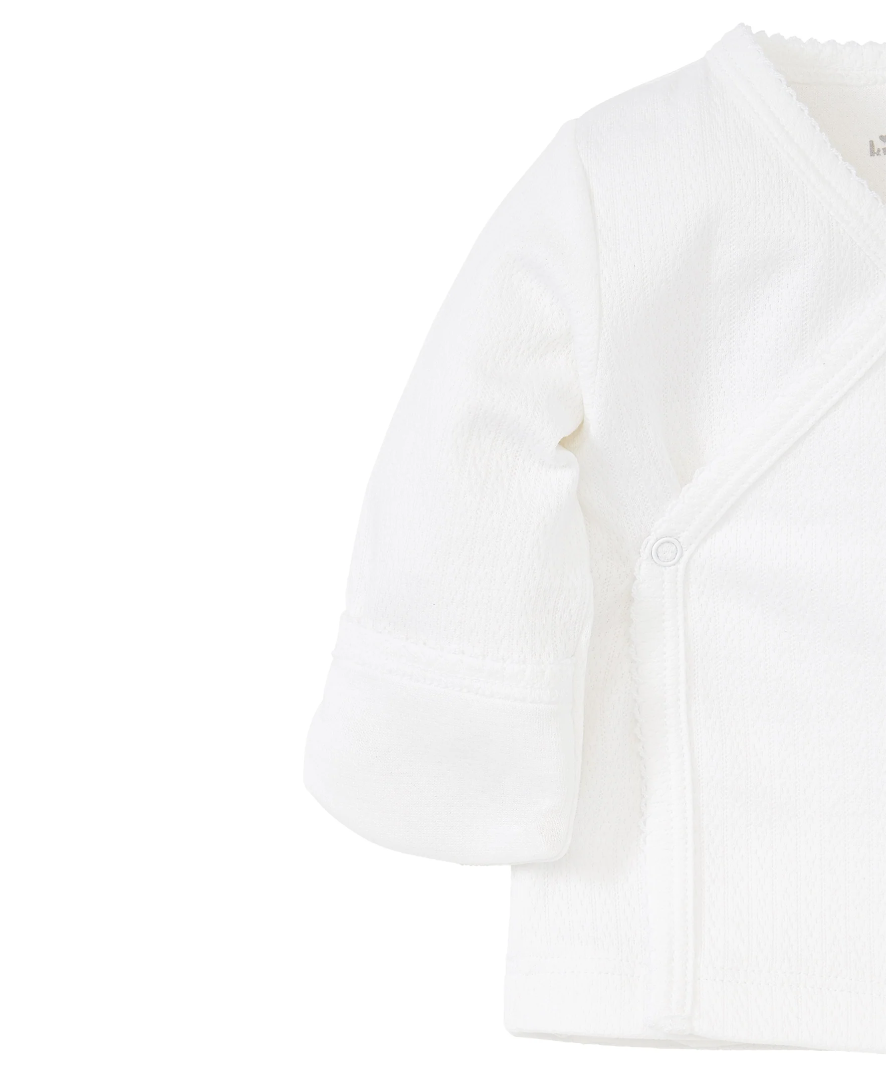 White Pointelle Long Sleeve Cross Tee - Image 2