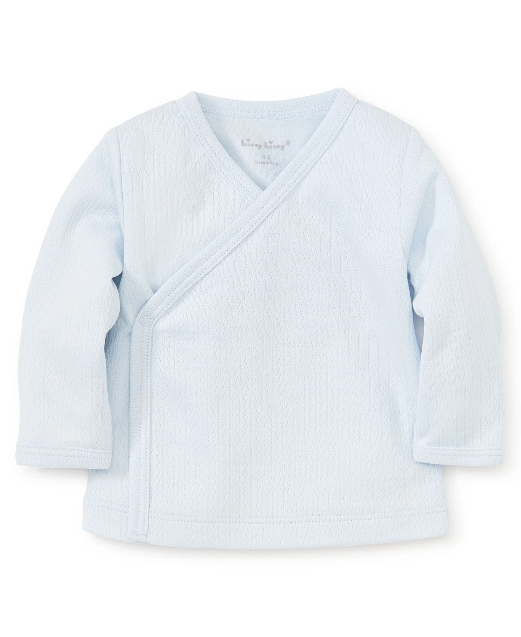 Blue Pointelle Long Sleeve Cross Tee