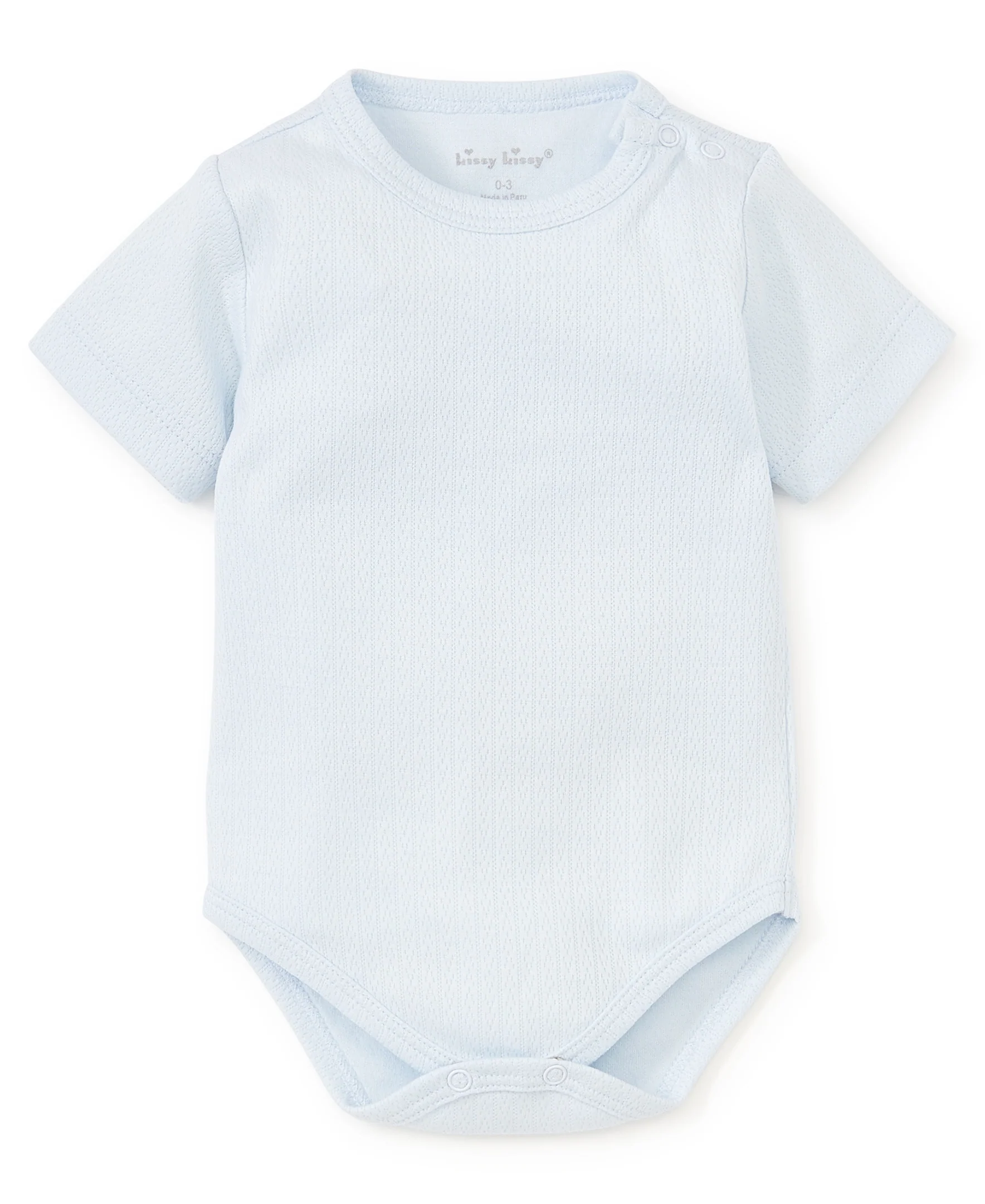 Blue Pointelle Short Sleeve Bodysuit