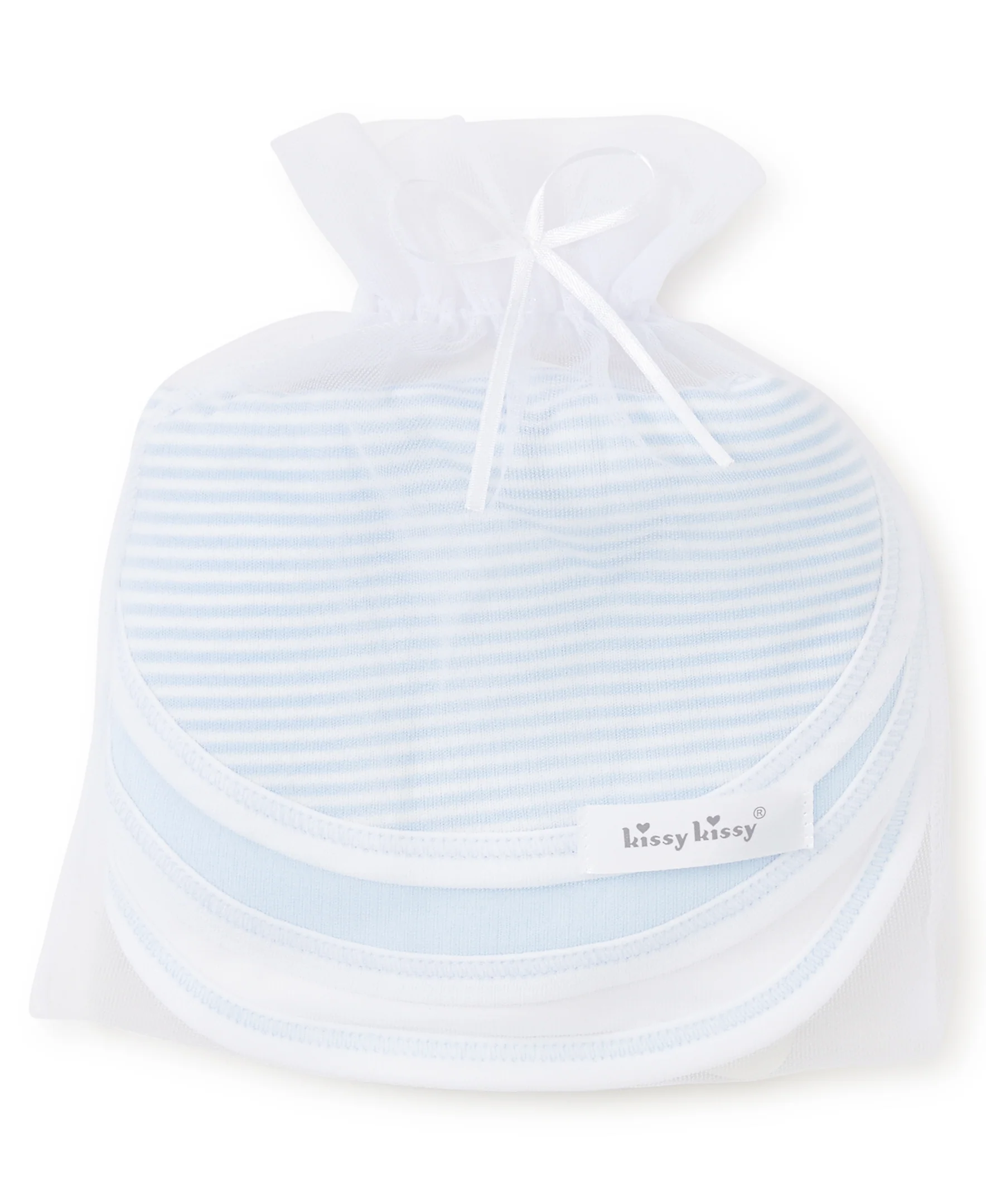 Blue Stripe 3 Pack Bib Set w/ Tulle Bag