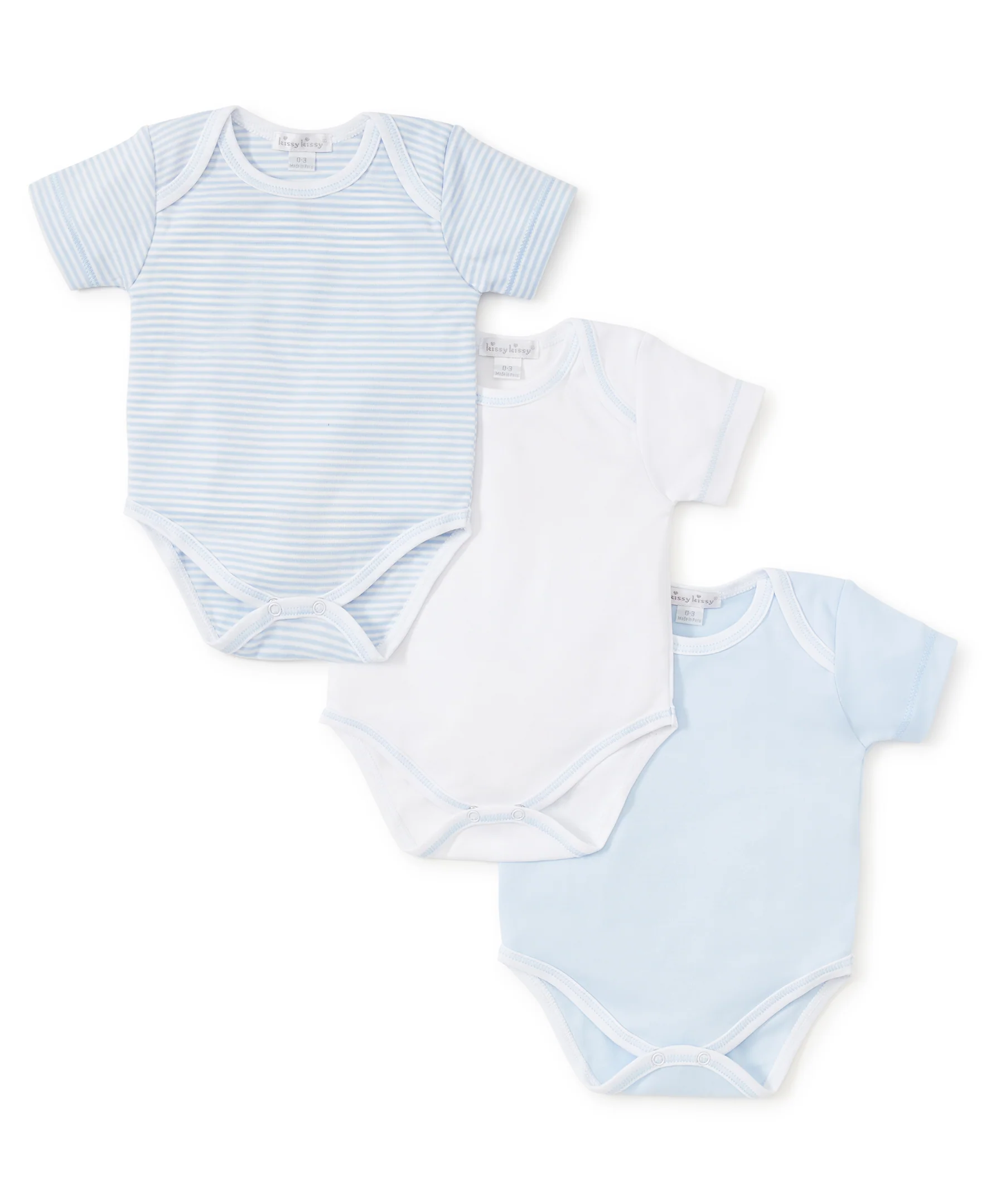 Blue Stripe 3 Pack S/S Bodysuit Set w/ Tulle Bag - Image 2