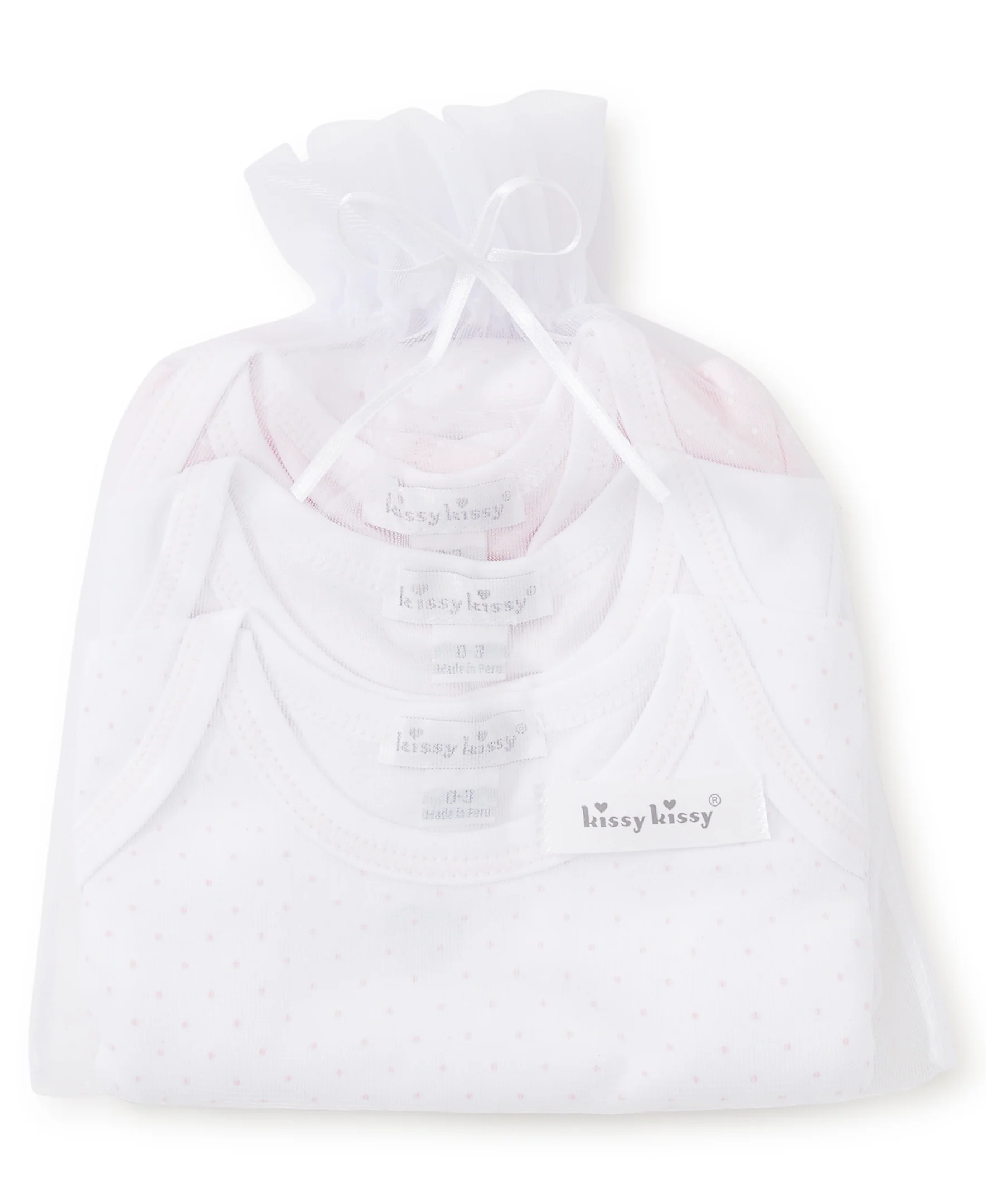 Pink Dot 3 Pack S/S Bodysuit Set w/ Tulle Bag