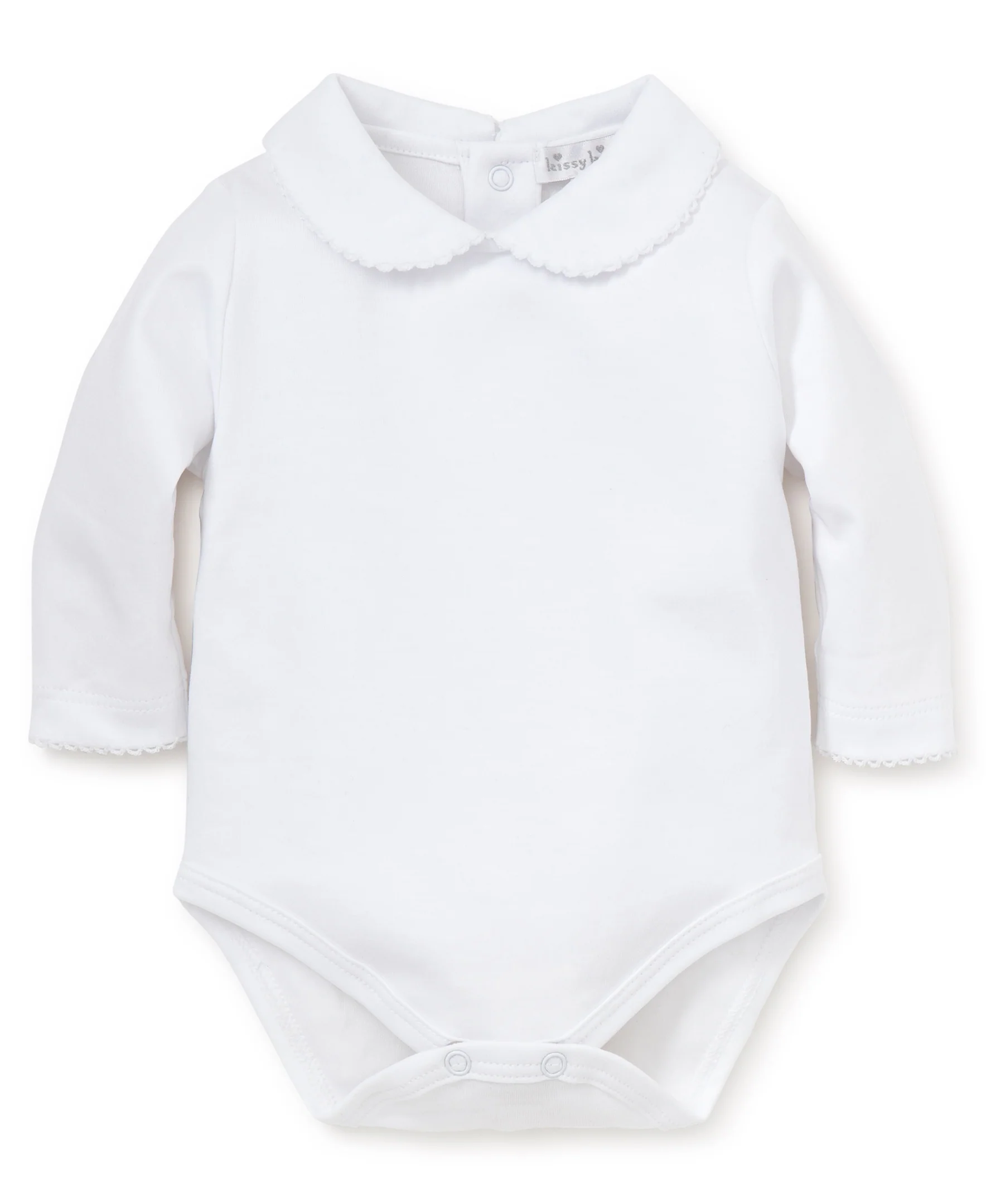 White Kissy Basics L/S Bebe Collar Bodysuit