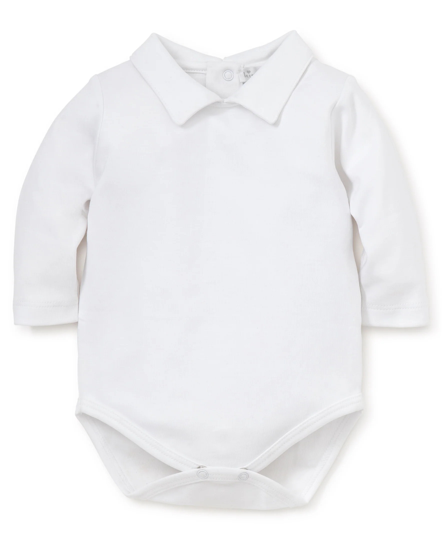 White Kissy Basics Long Sleeve Collar Bodysuit