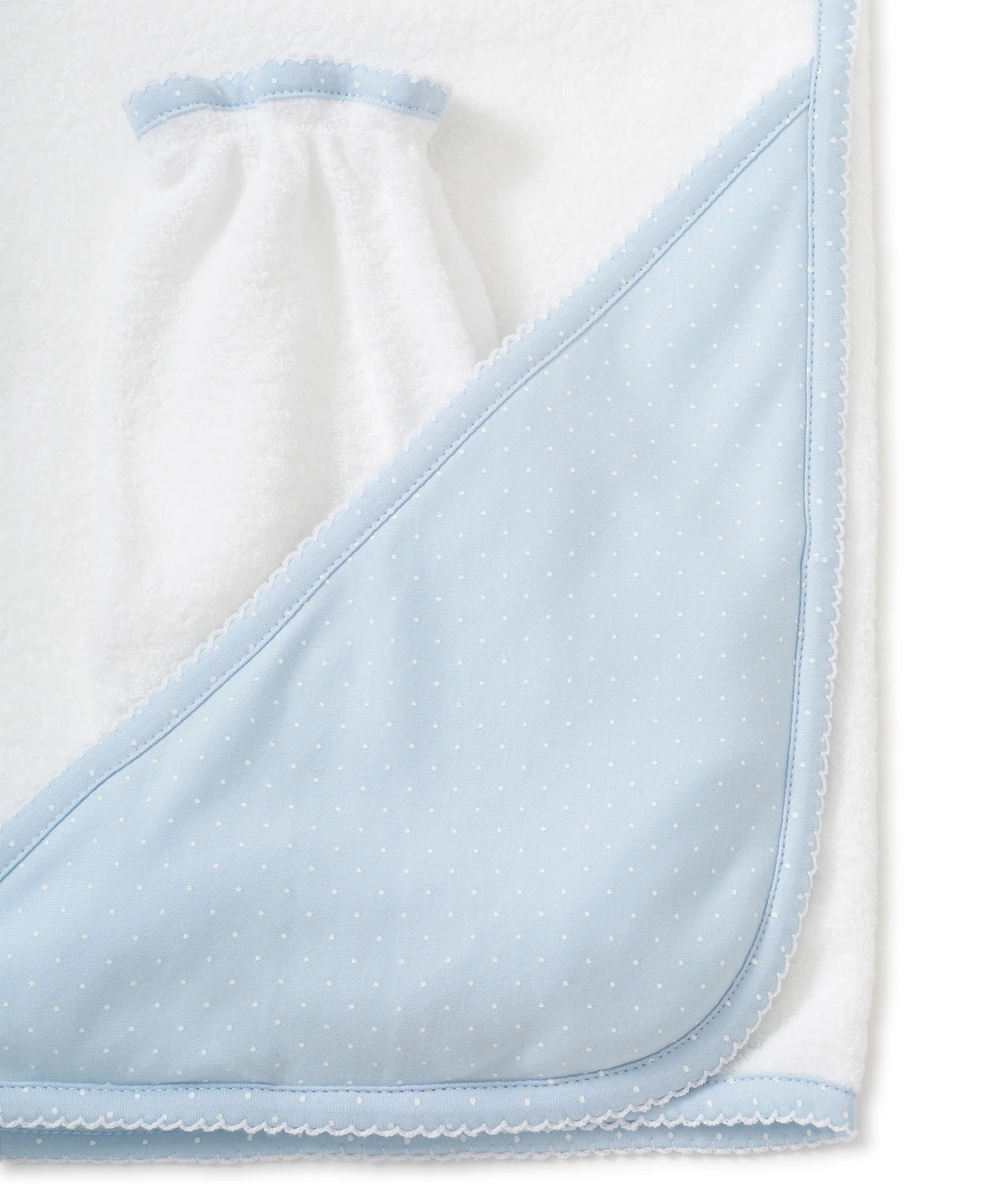 Blue/White New Kissy Dots Hooded Towel & Mitt Set - Image 3