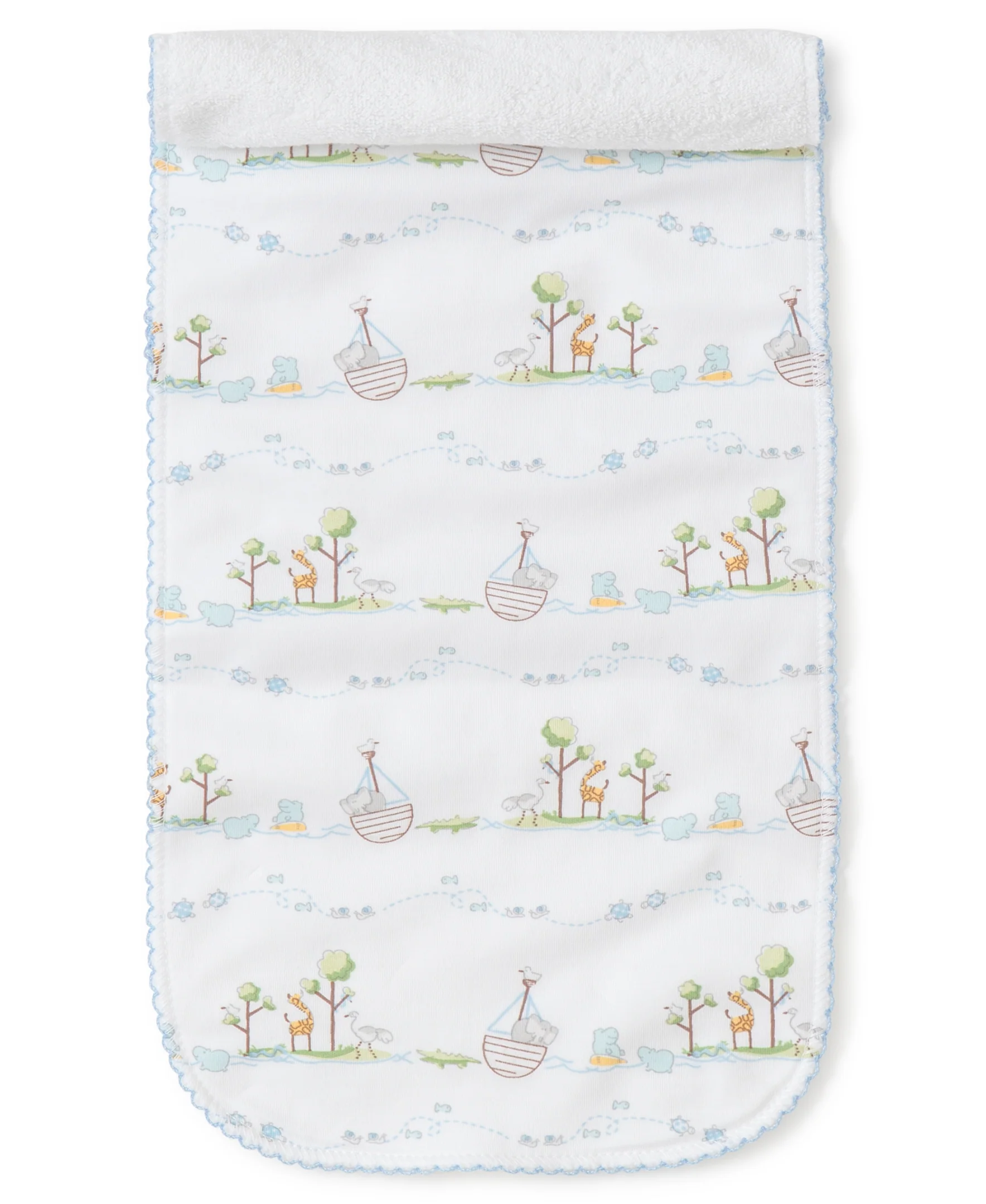 Blue Noah's Print Burp Cloth