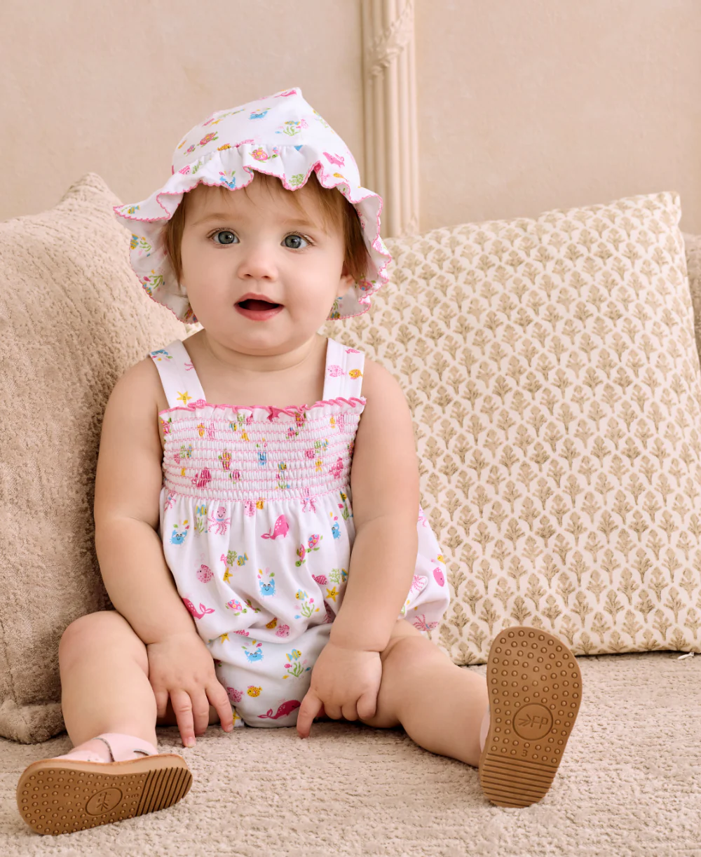 Ocean Antics Pink Smocked Bubble
