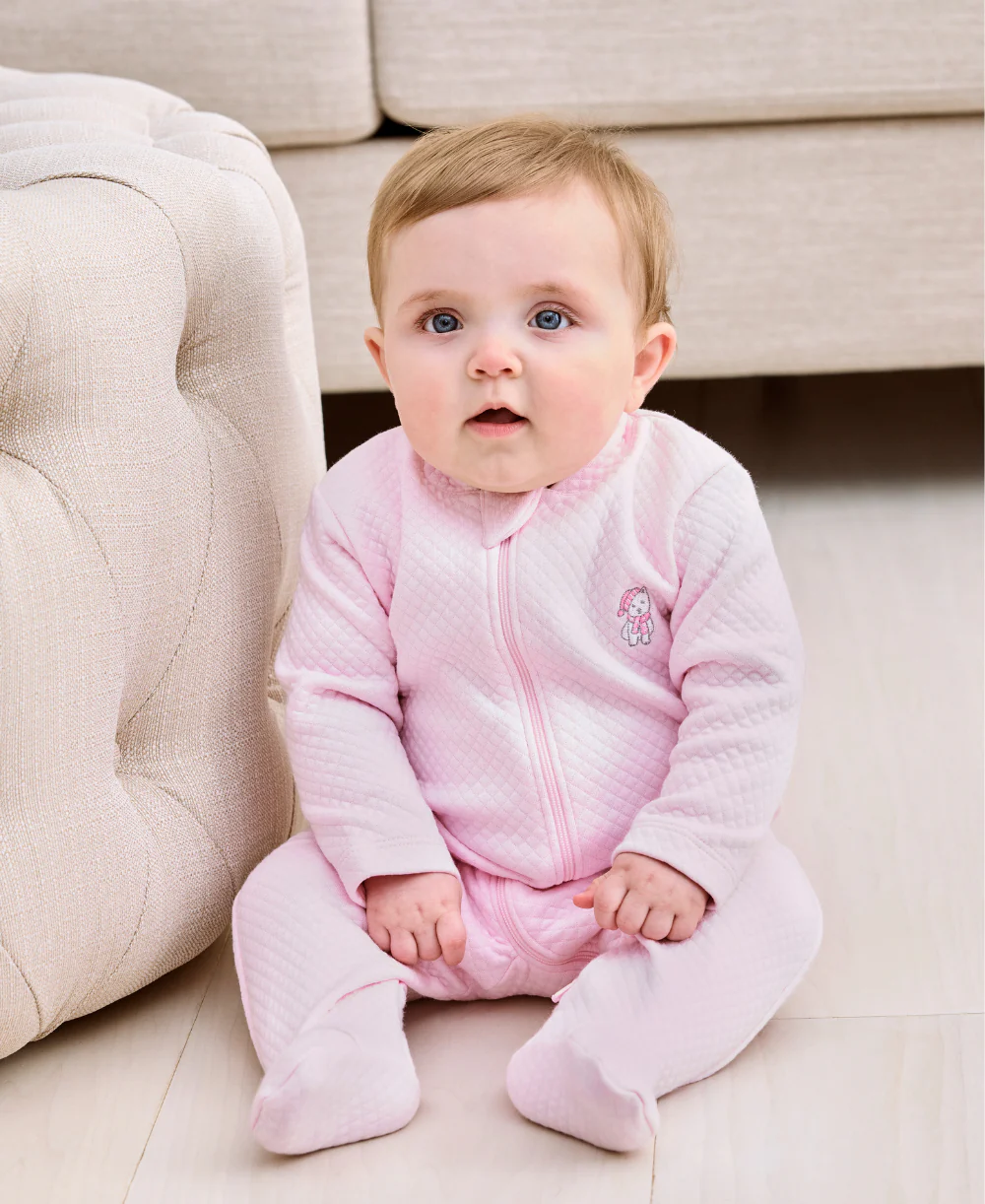 Pack of Pups Pink Jacquard Zip Footie - Image 2