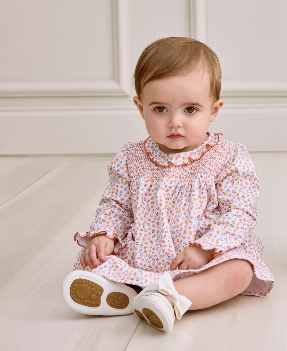Patchwork Pumpkin Floral Smocked Dress Set