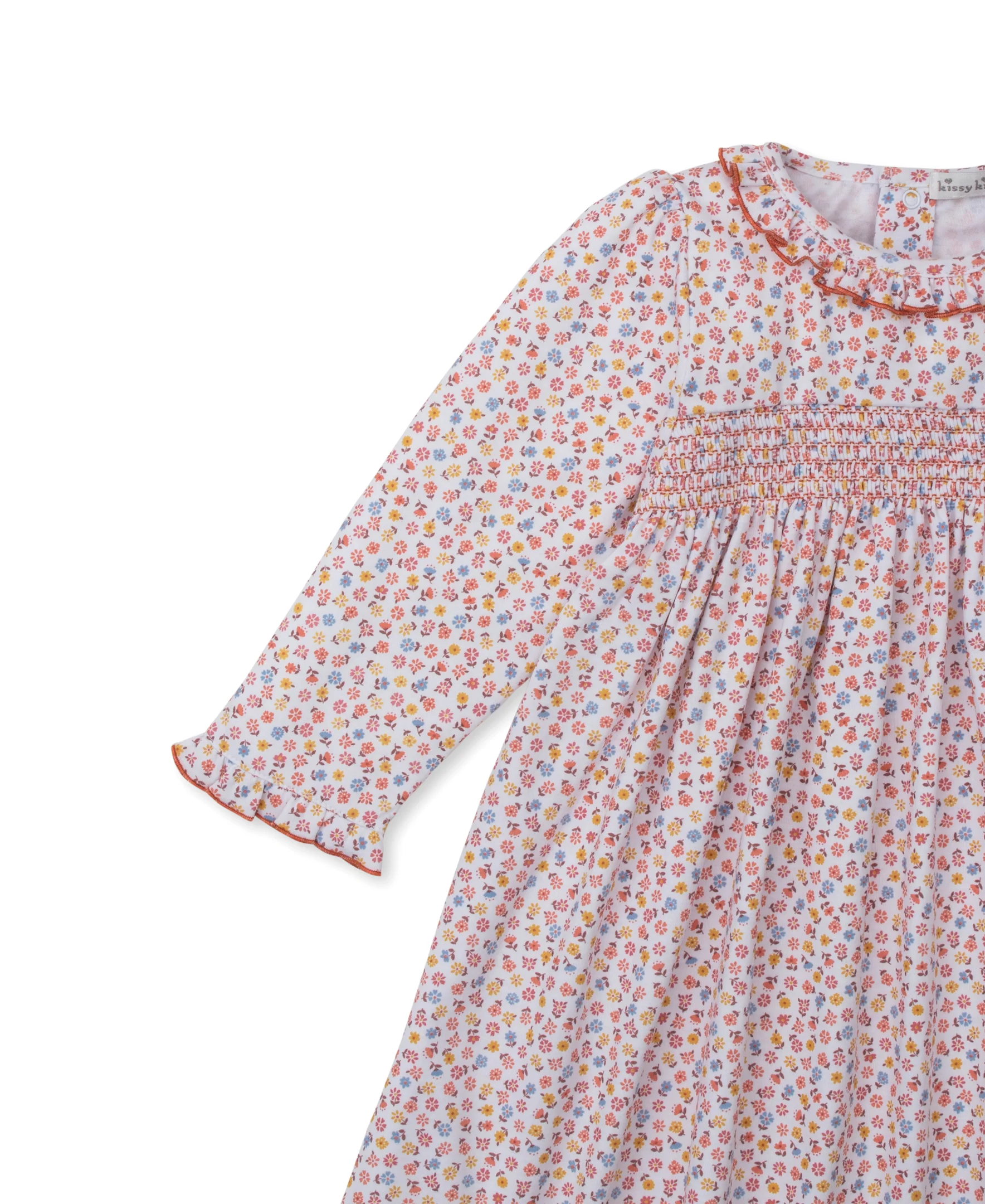 Patchwork Pumpkin Floral Smocked Toddler Dress - Image 2