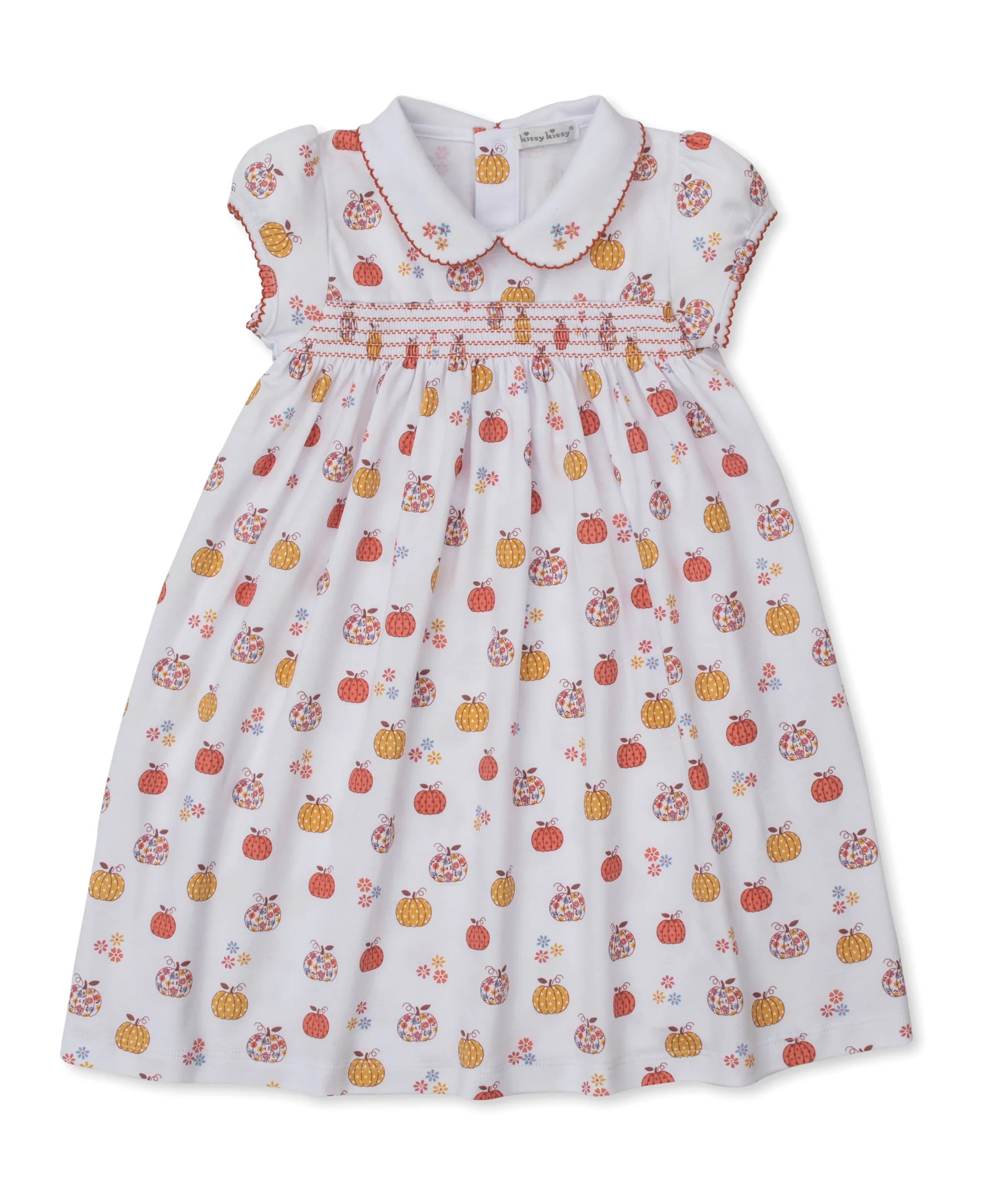 Patchwork Pumpkin Smocked Toddler Dress - Image 2