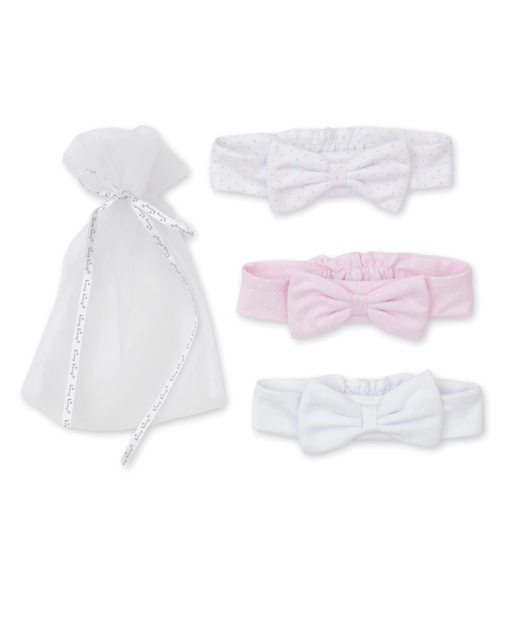 Pink Dot 3 Pack Headband Set w/ Tulle Bag - Image 2