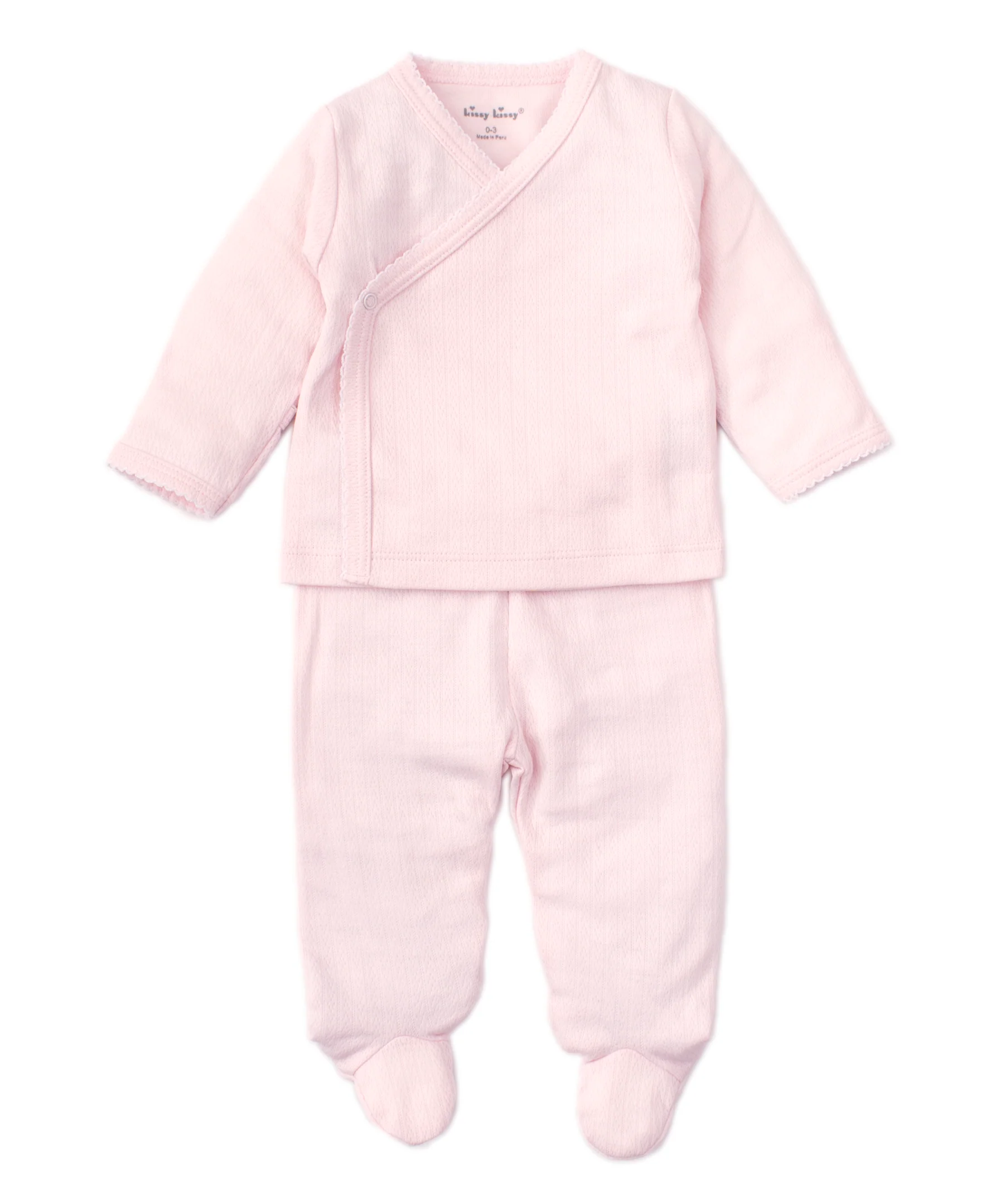 Pink Pointelle Cross Tee and Pant Set