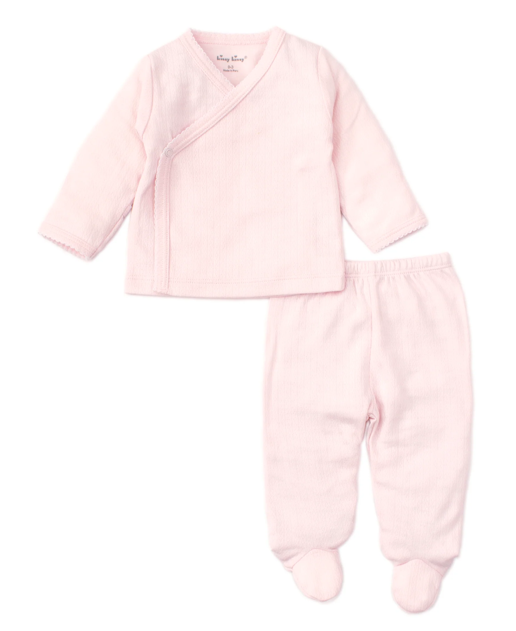 Pink Pointelle Cross Tee and Pant Set - Image 2