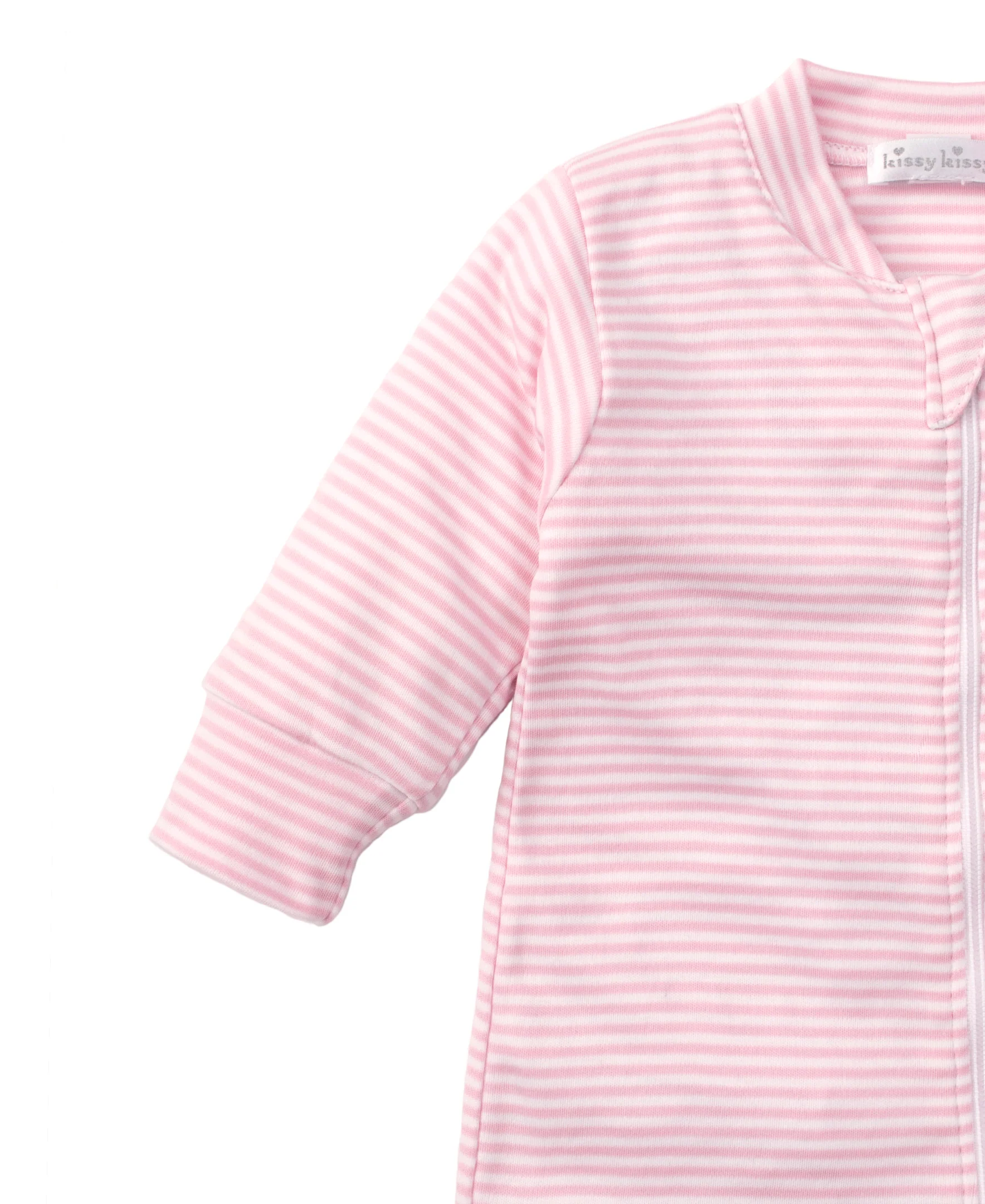 Simple Stripes Pink Zip Footie - Image 3