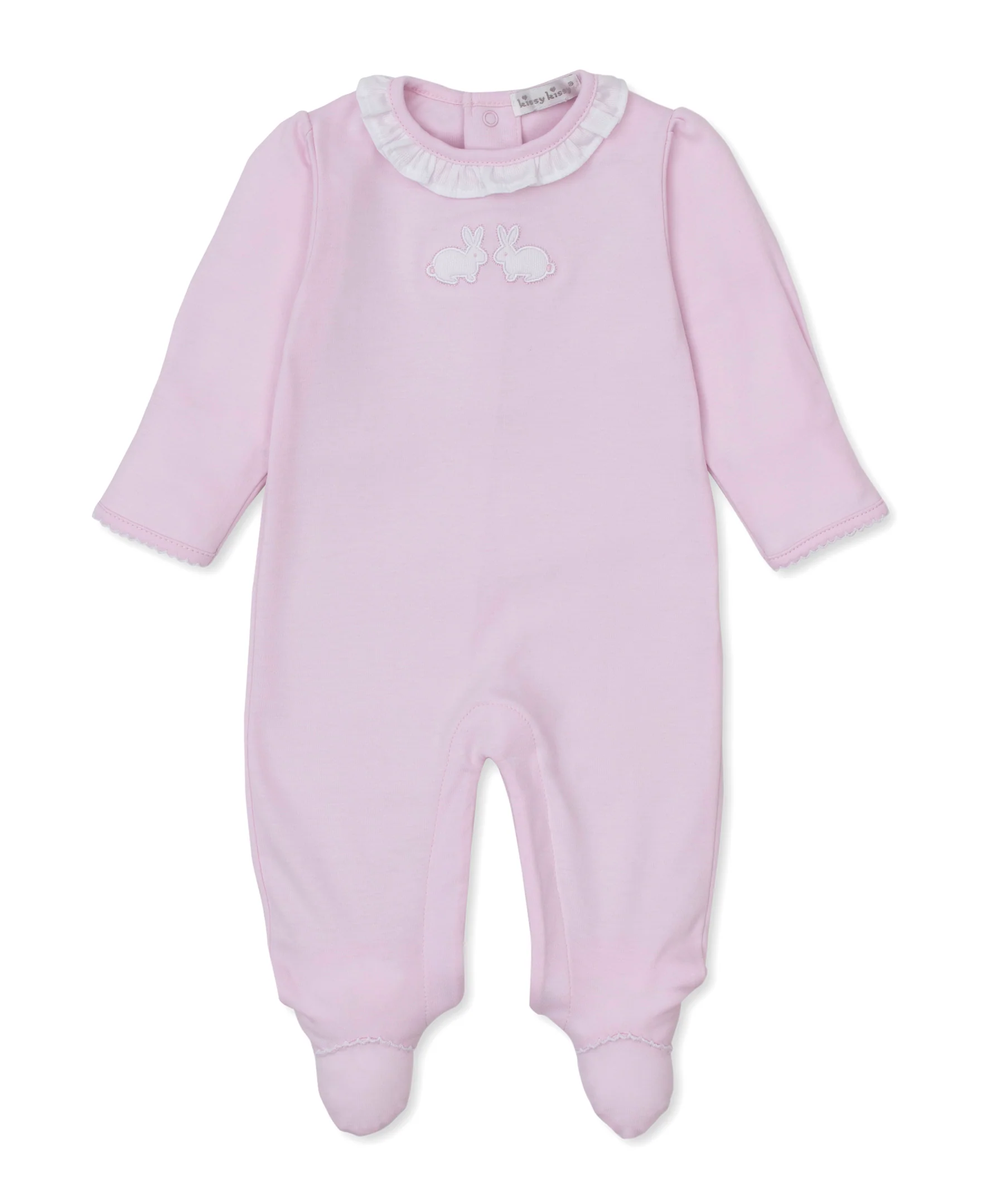 Pique Twin Bunnies Pink Ruffle Footie