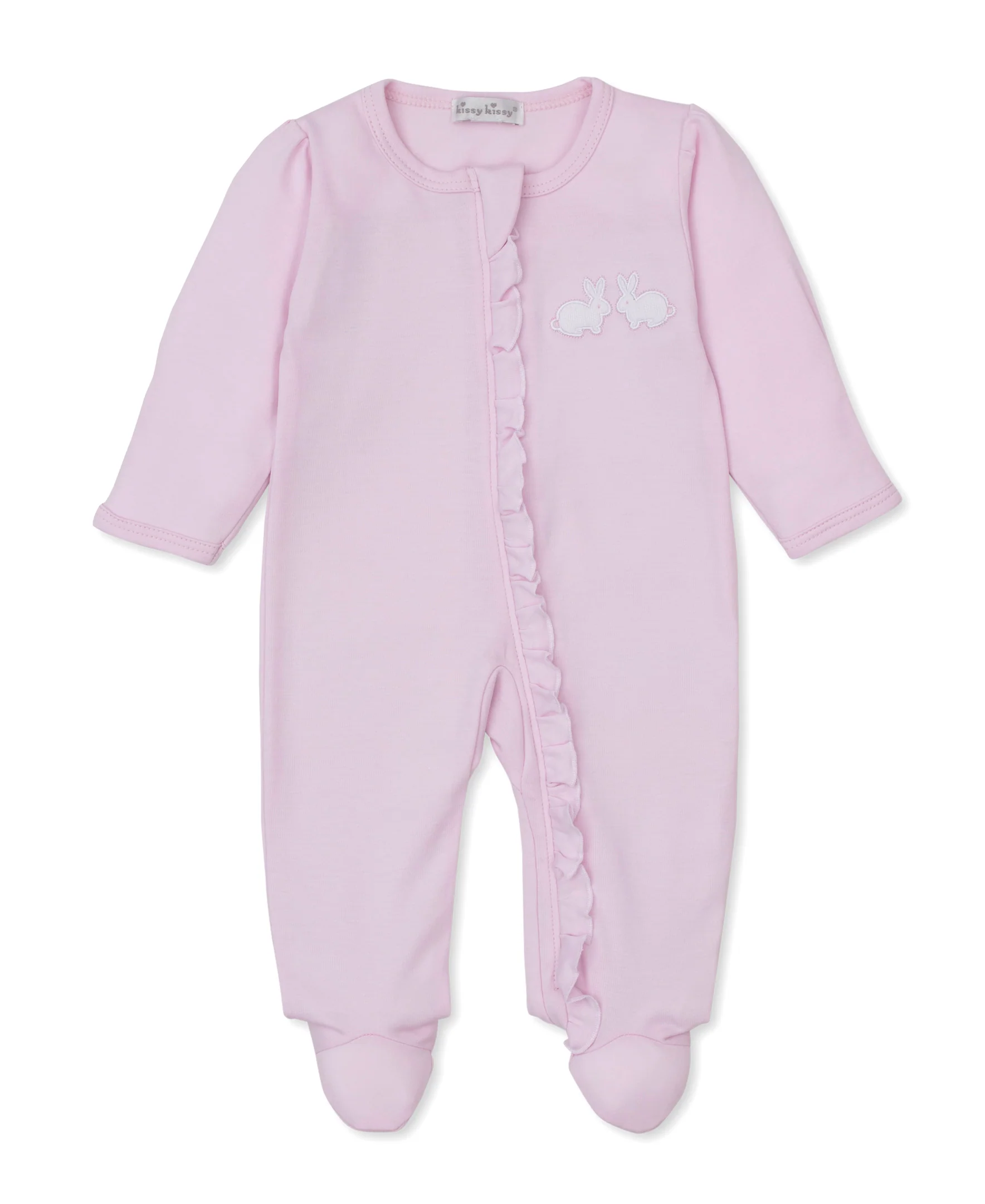 Pique Twin Bunnies Pink Zip Footie - Image 2