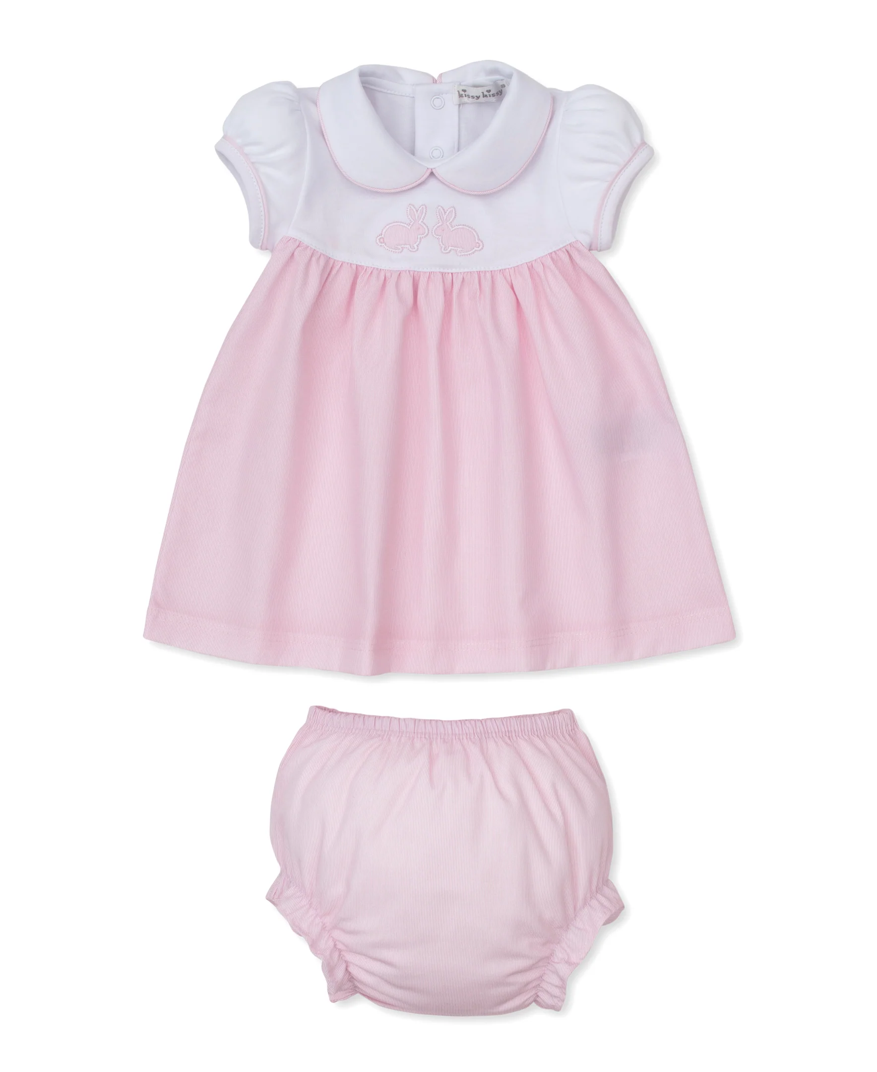 Pique Twin Bunnies Pink Woven Gingham Dress Set - Image 2